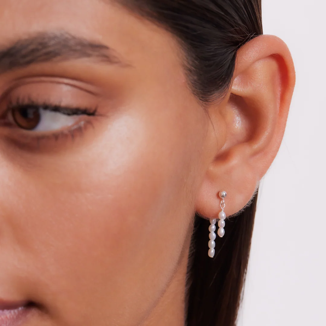 Aimee Freshwater Pearl Earrings - Silver - Image 2