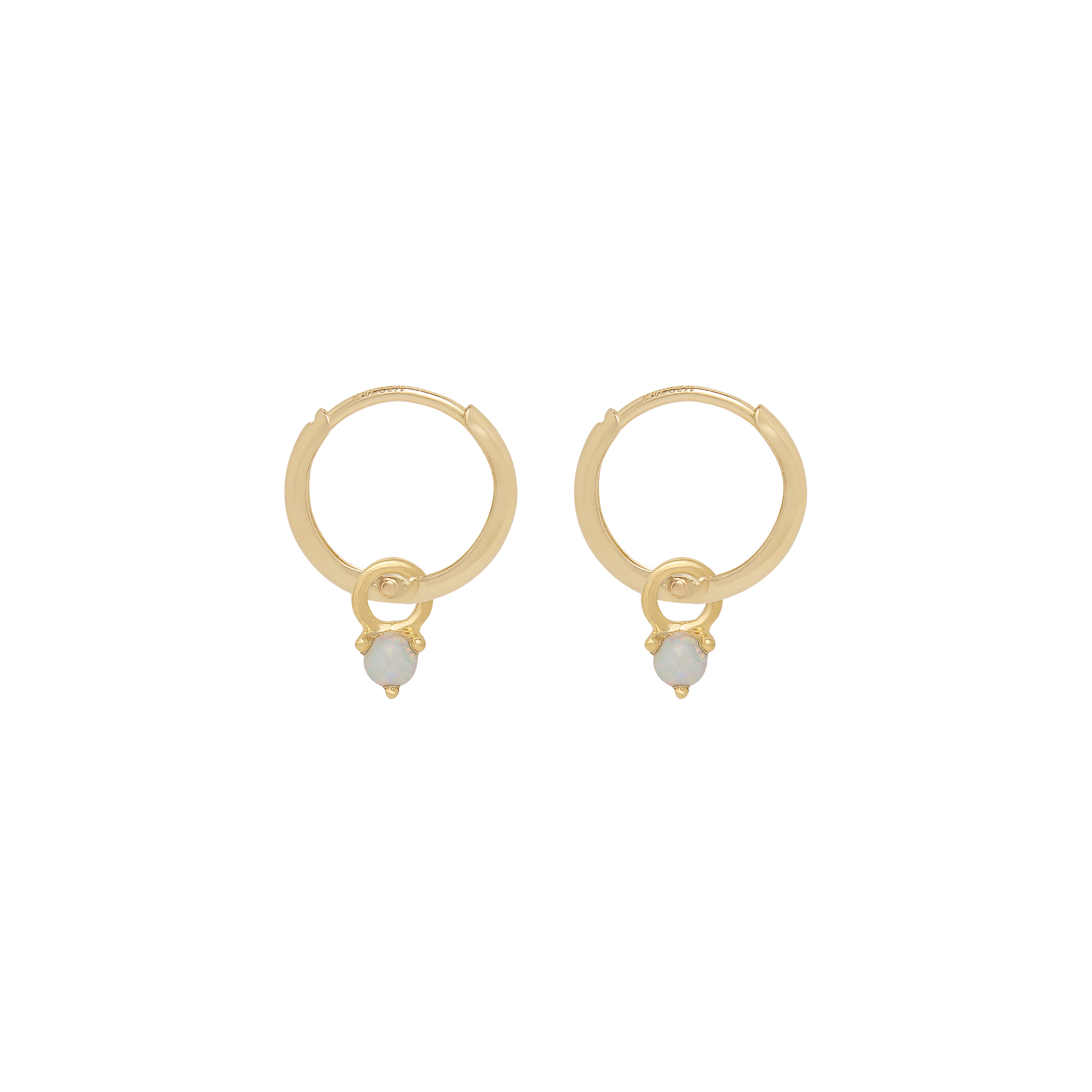 Birthstone Mini Hoop Earrings - Gold - Image 10