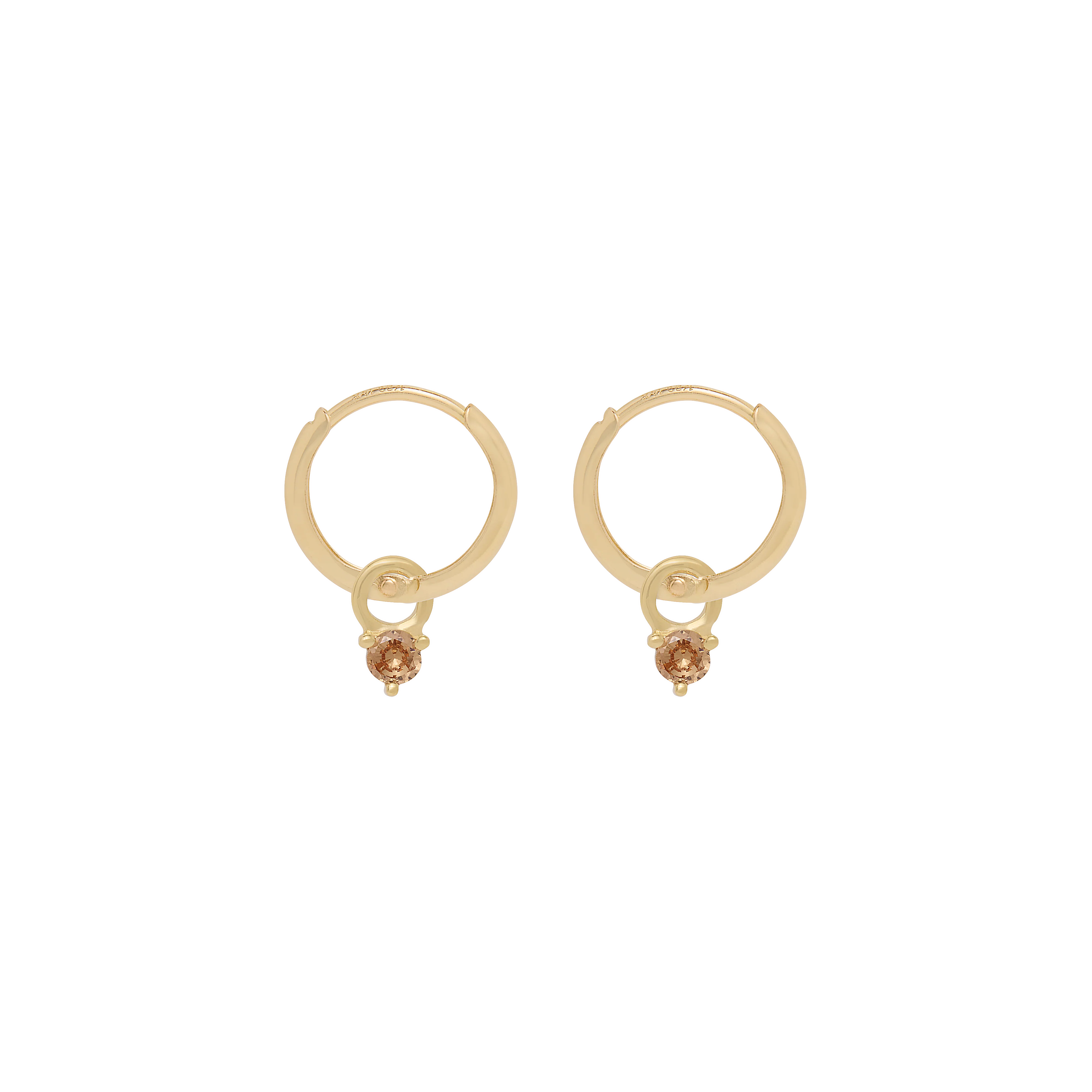 Birthstone Mini Hoop Earrings - Gold - Image 11
