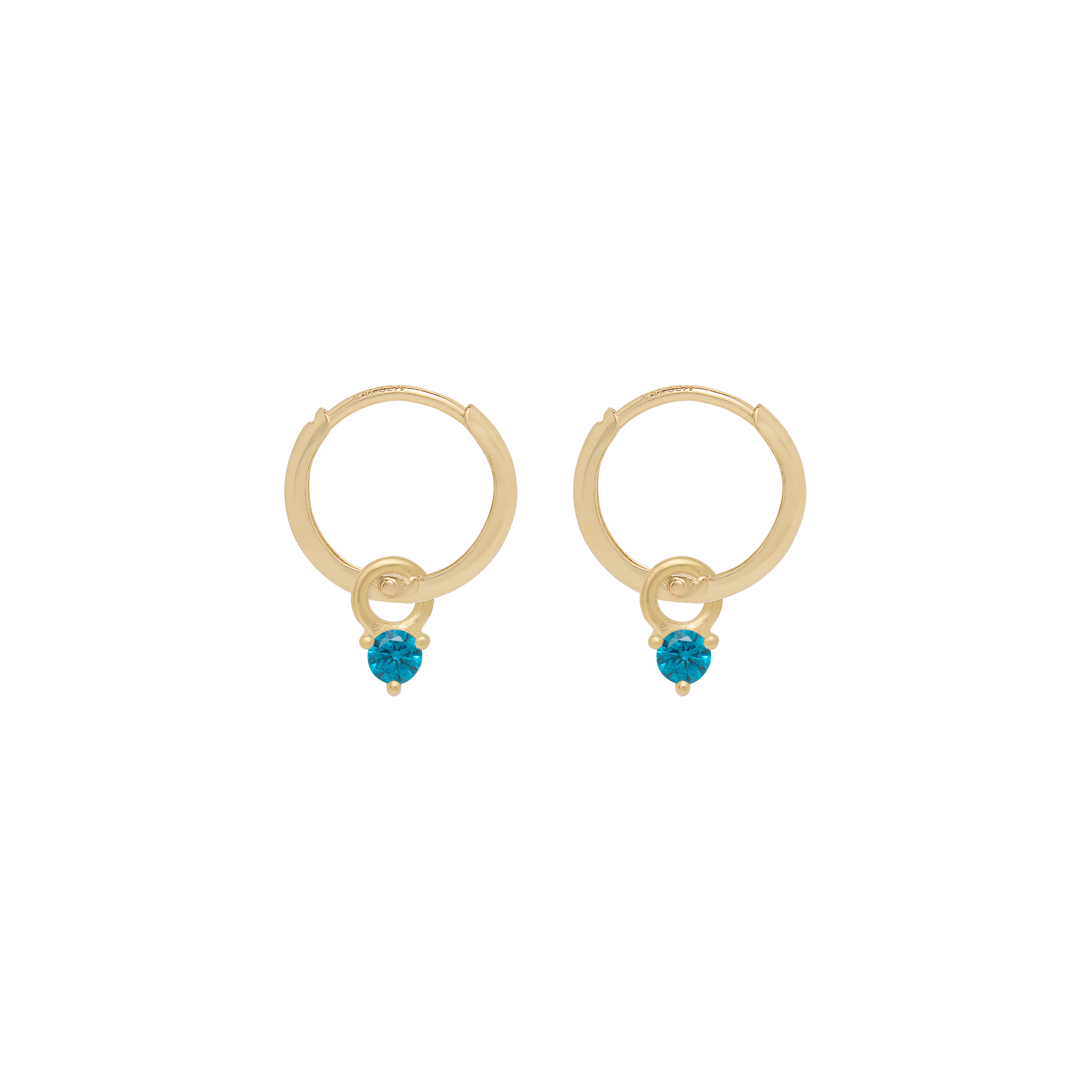 Birthstone Mini Hoop Earrings - Gold - Image 12