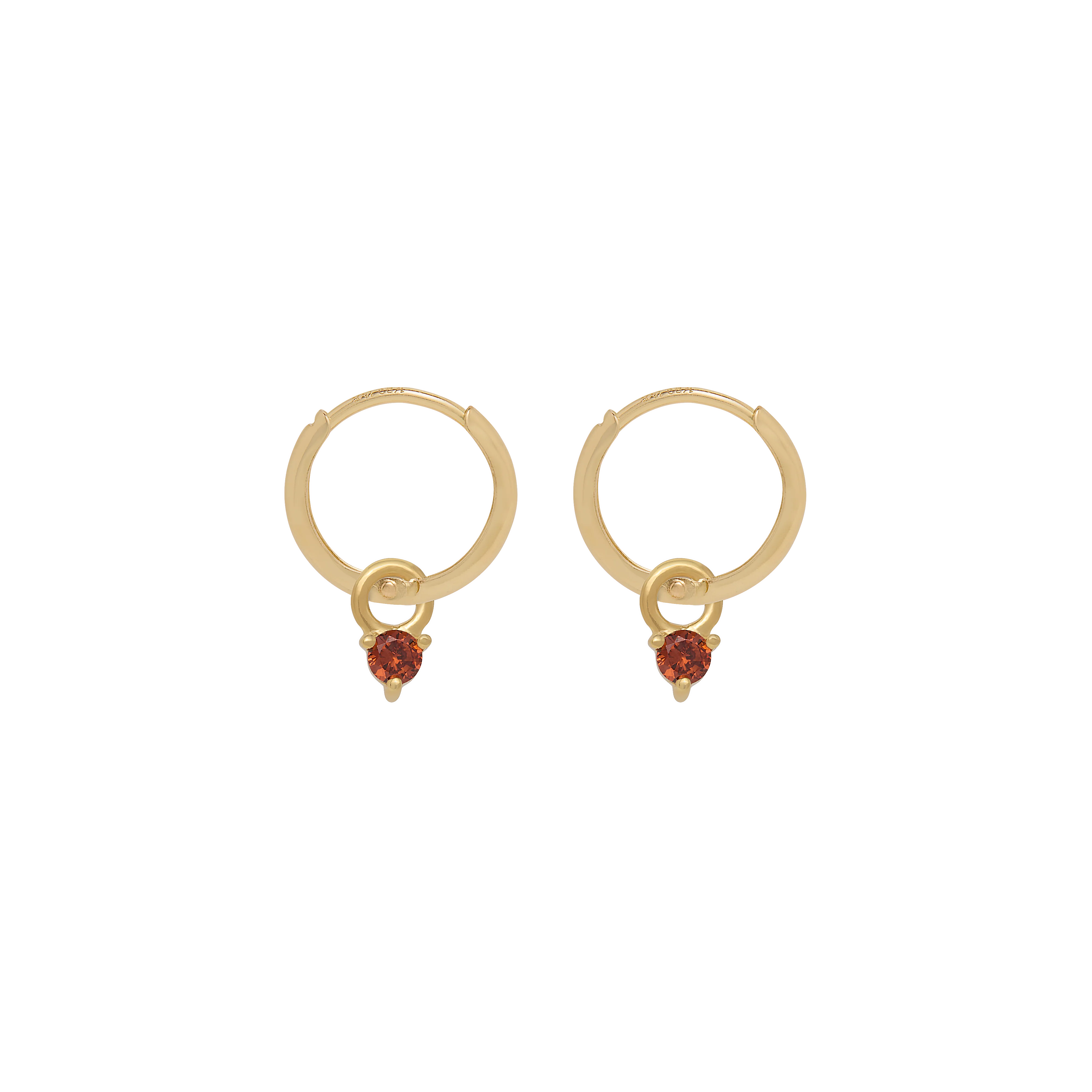 Birthstone Mini Hoop Earrings - Gold - Image 2