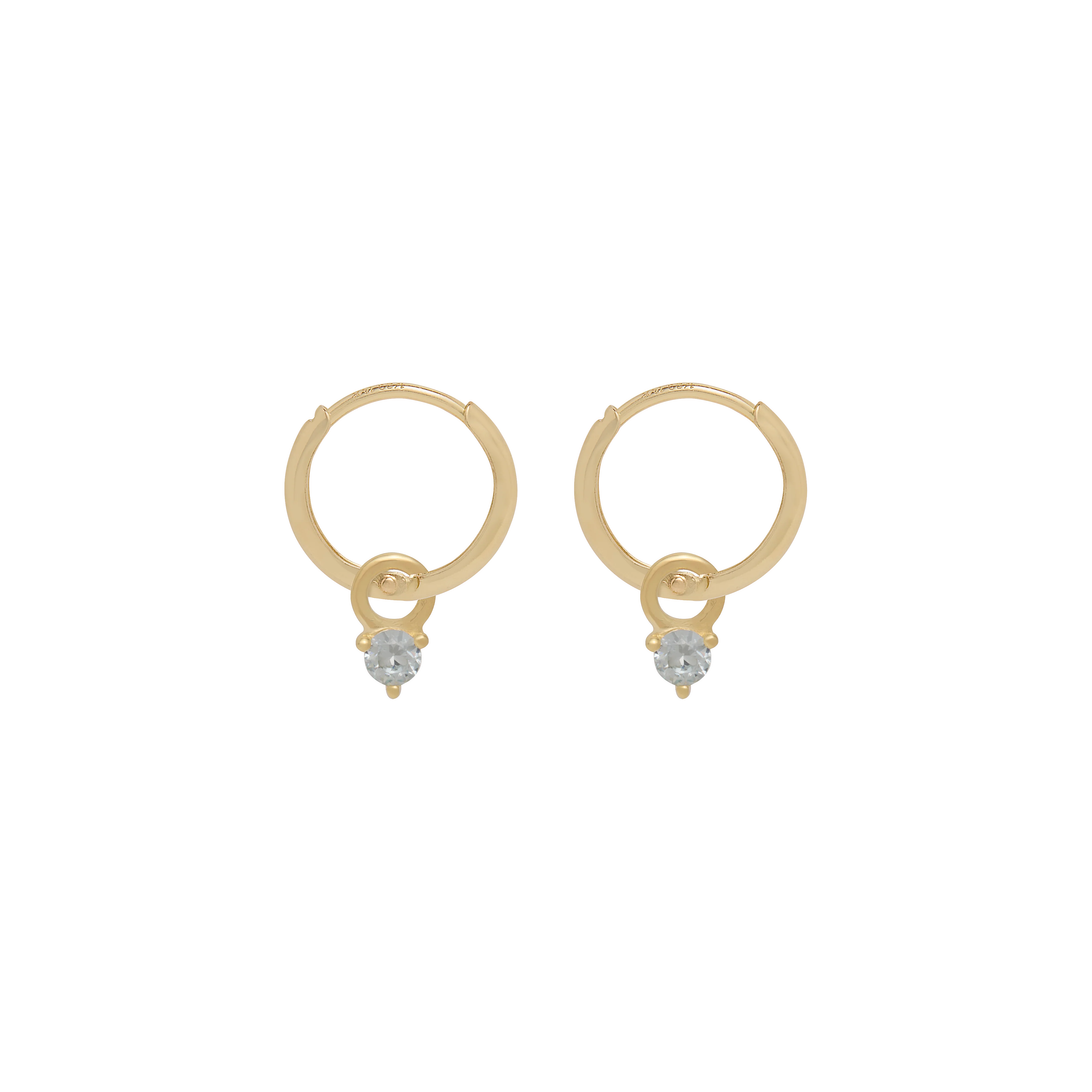 Birthstone Mini Hoop Earrings - Gold - Image 4