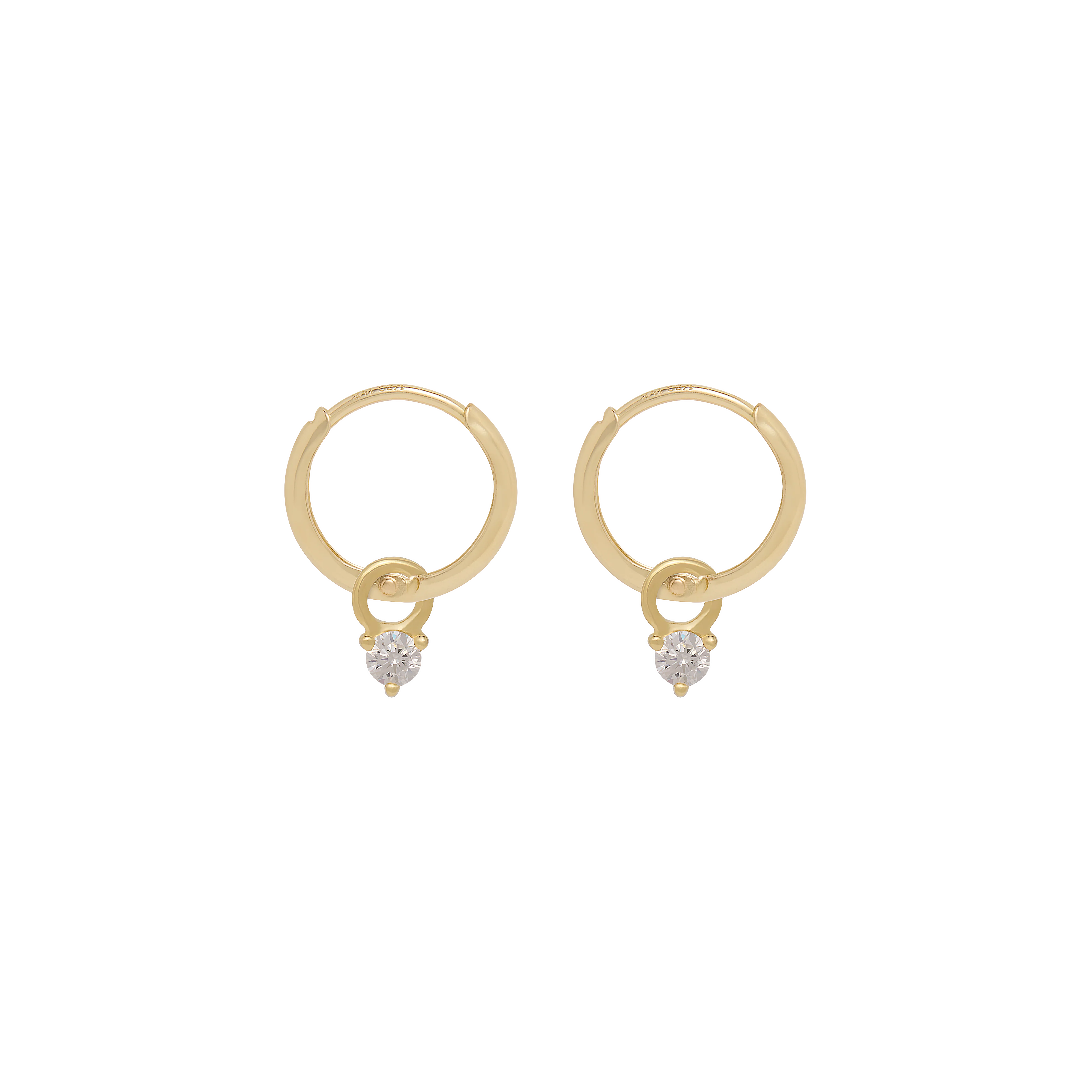 Birthstone Mini Hoop Earrings - Gold - Image 5