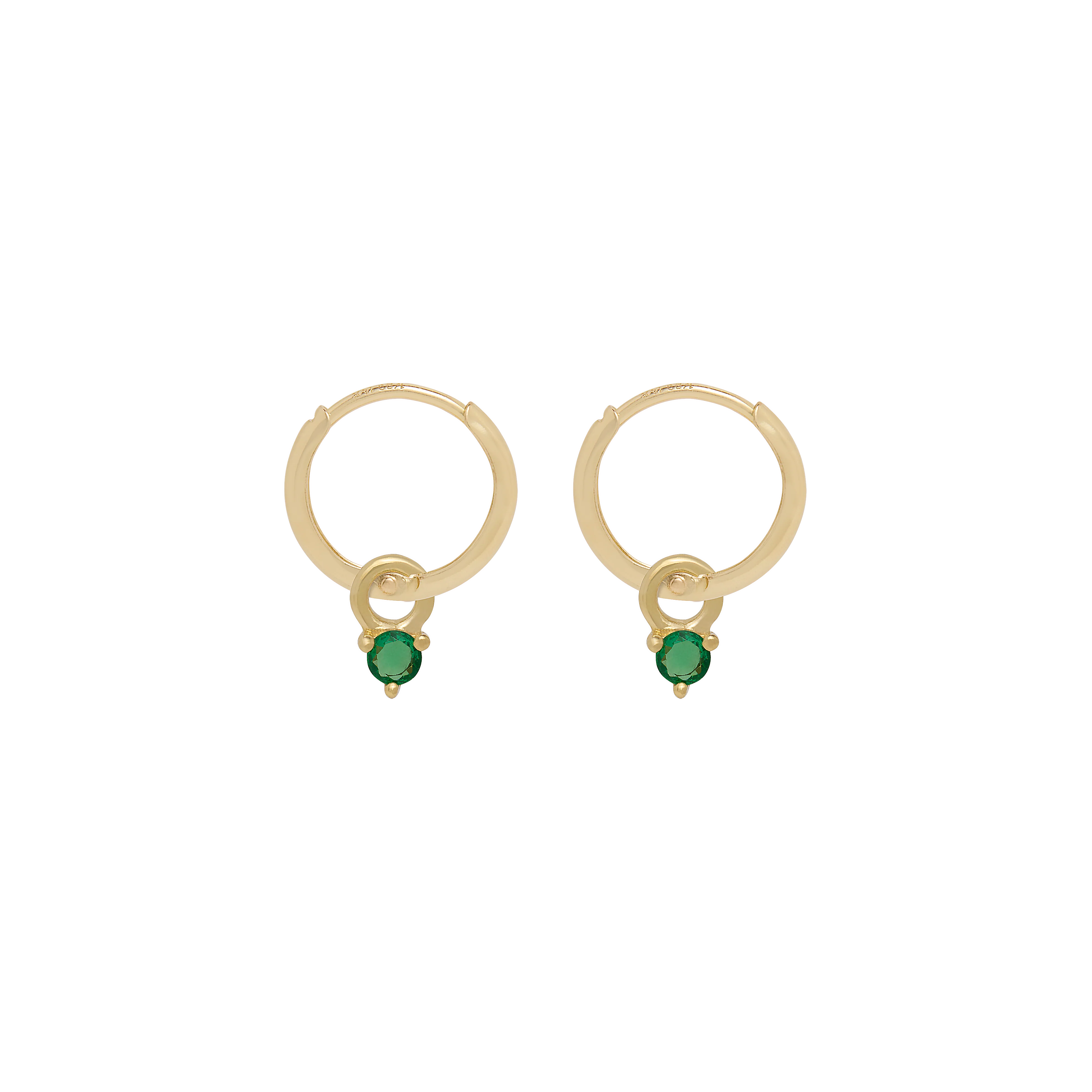 Birthstone Mini Hoop Earrings - Gold - Image 6