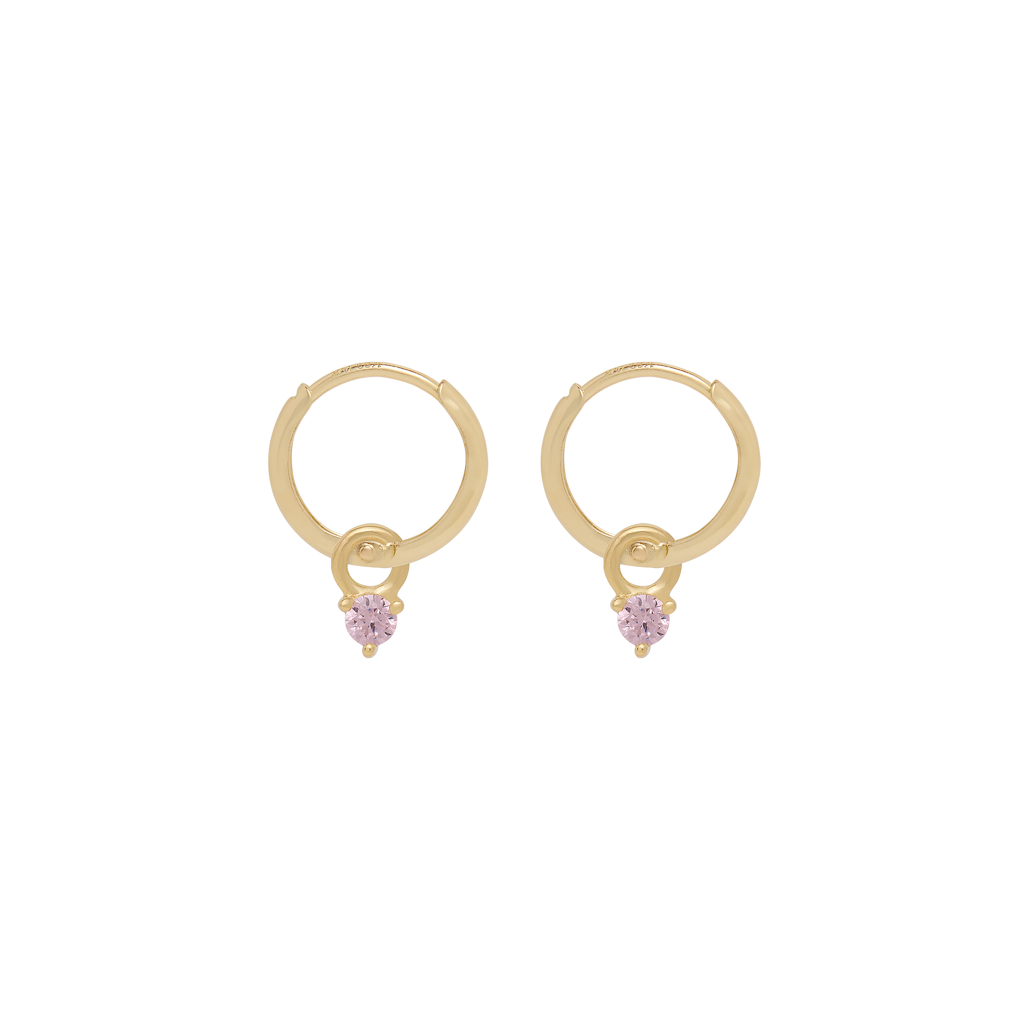 Birthstone Mini Hoop Earrings - Gold - Image 7
