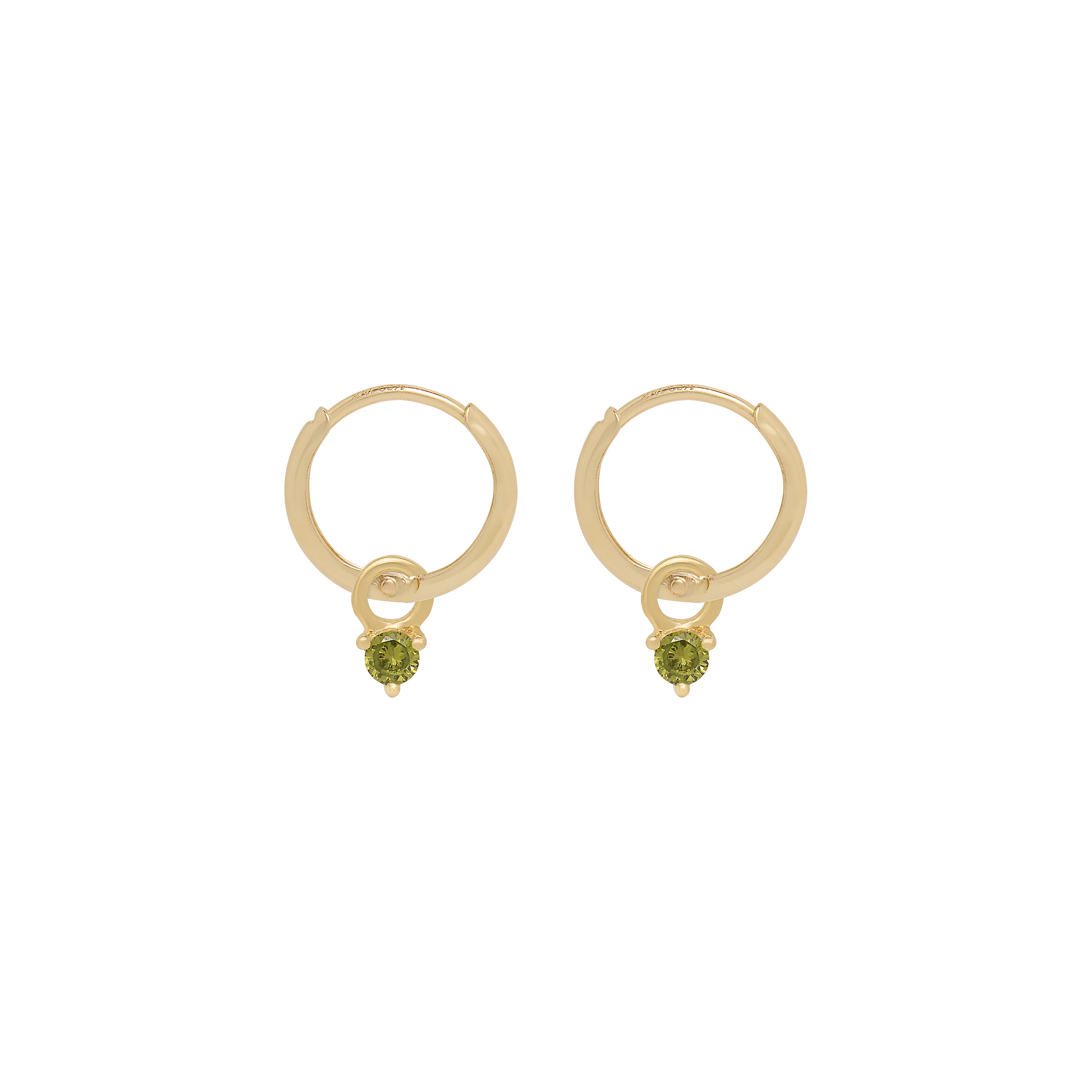Birthstone Mini Hoop Earrings - Gold - Image 8