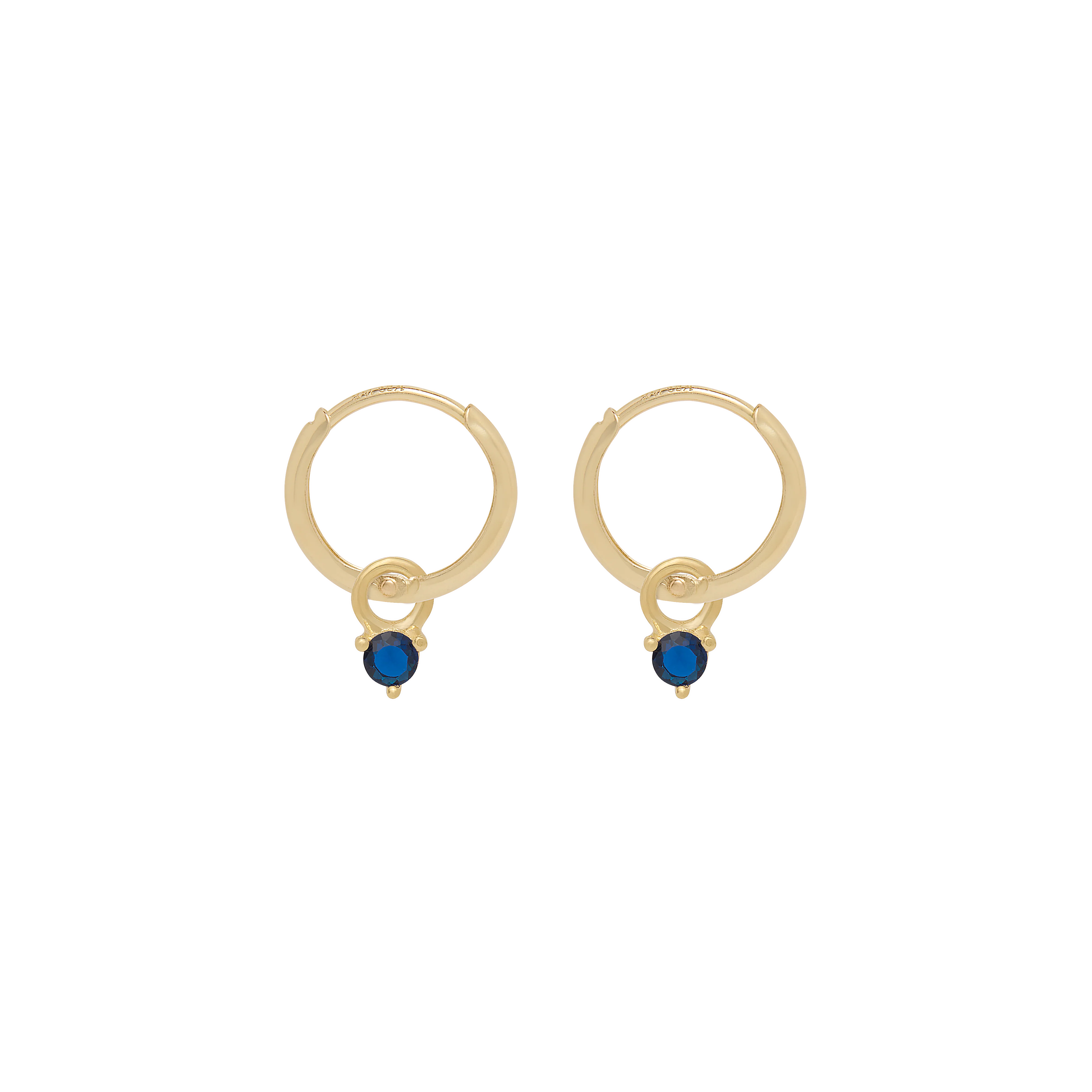 Birthstone Mini Hoop Earrings - Gold - Image 9