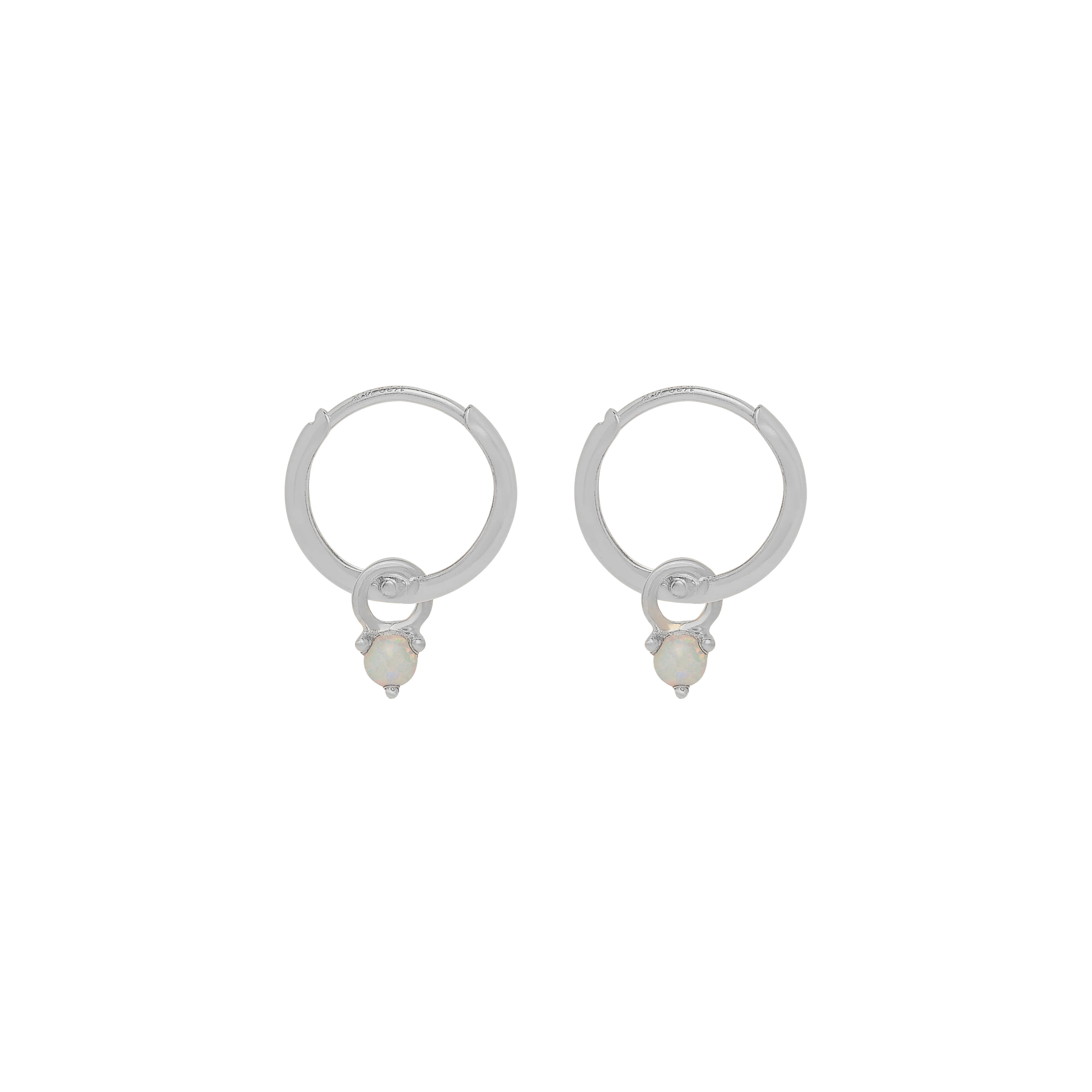 Birthstone Mini Hoop Earrings - Silver - Image 10