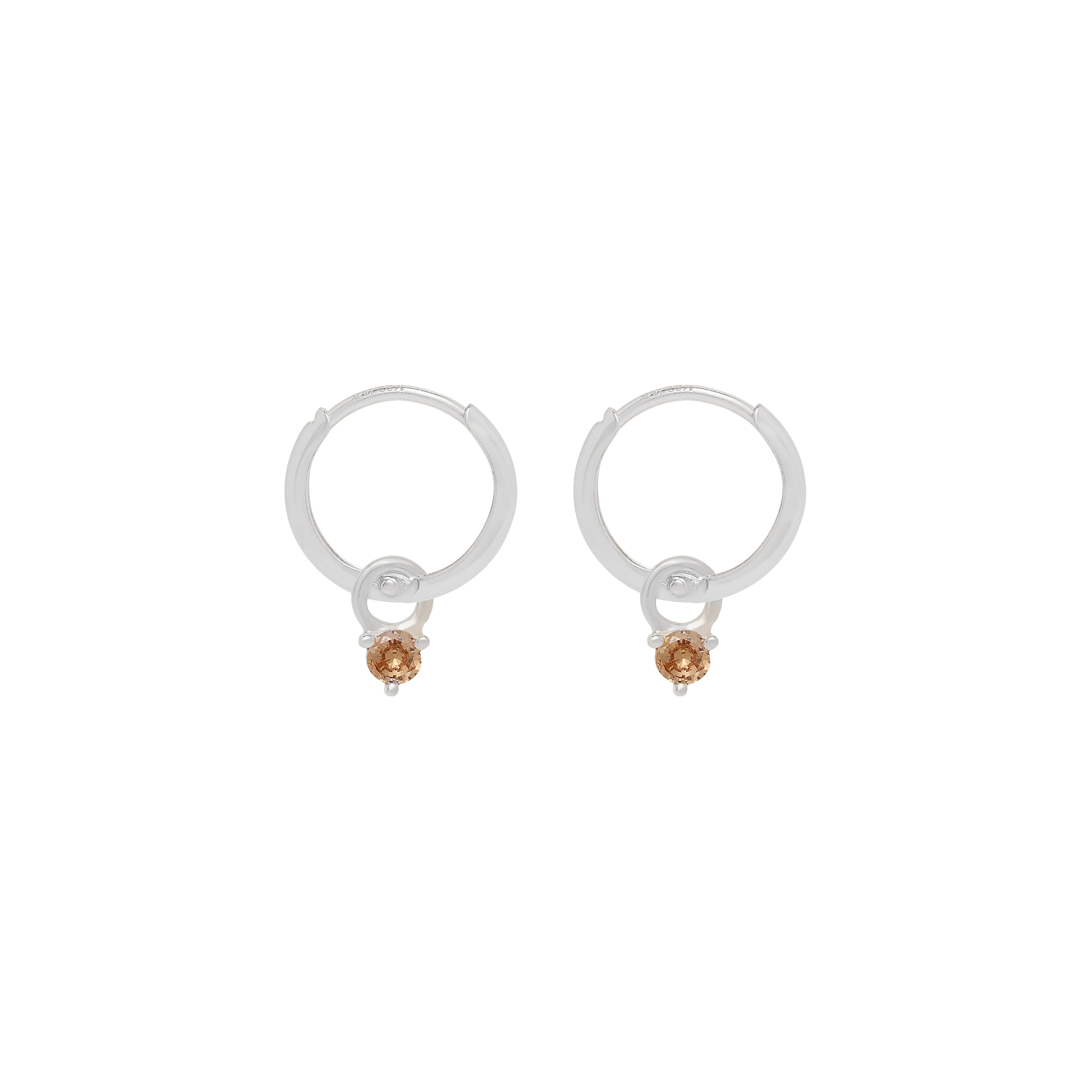 Birthstone Mini Hoop Earrings - Silver - Image 11