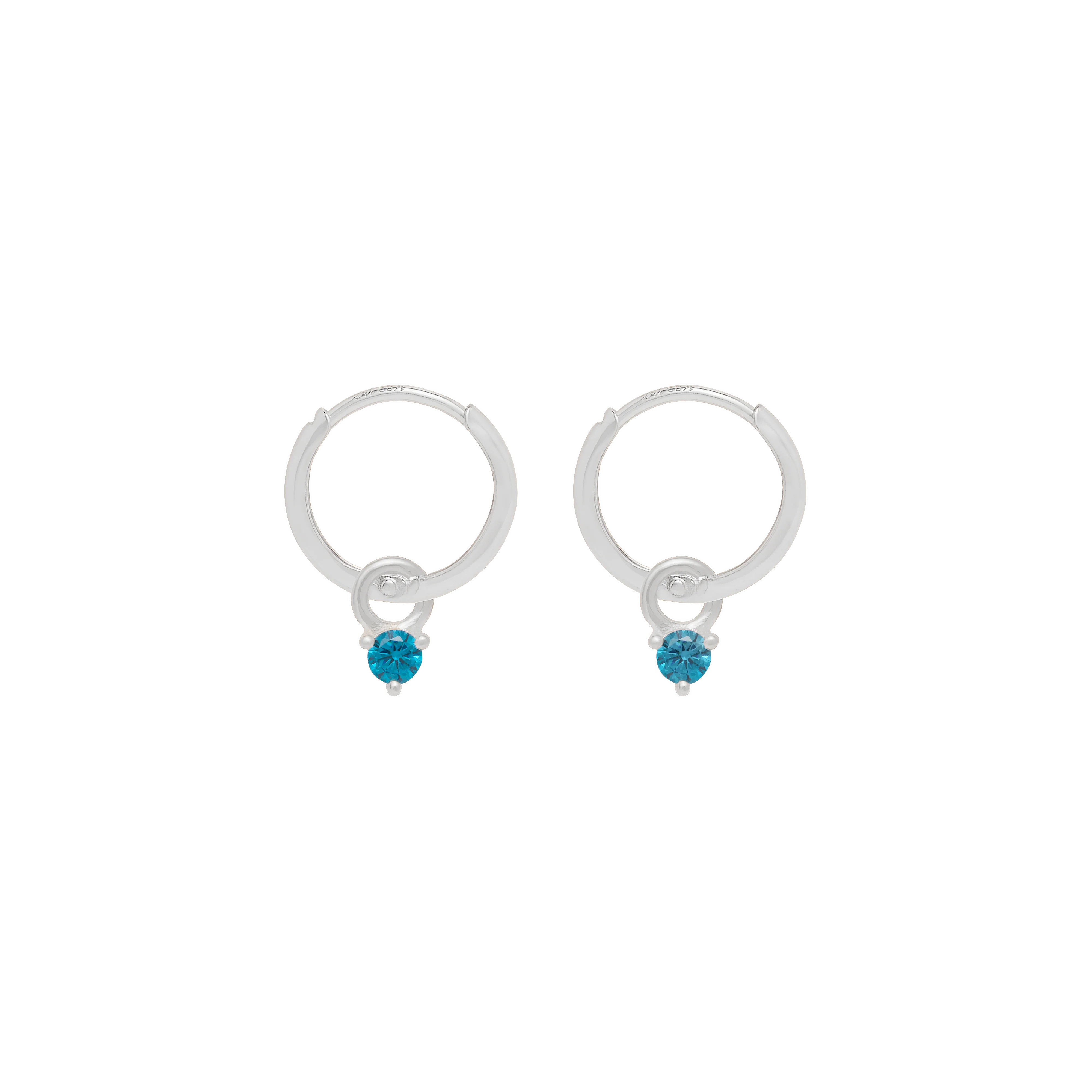 Birthstone Mini Hoop Earrings - Silver - Image 12