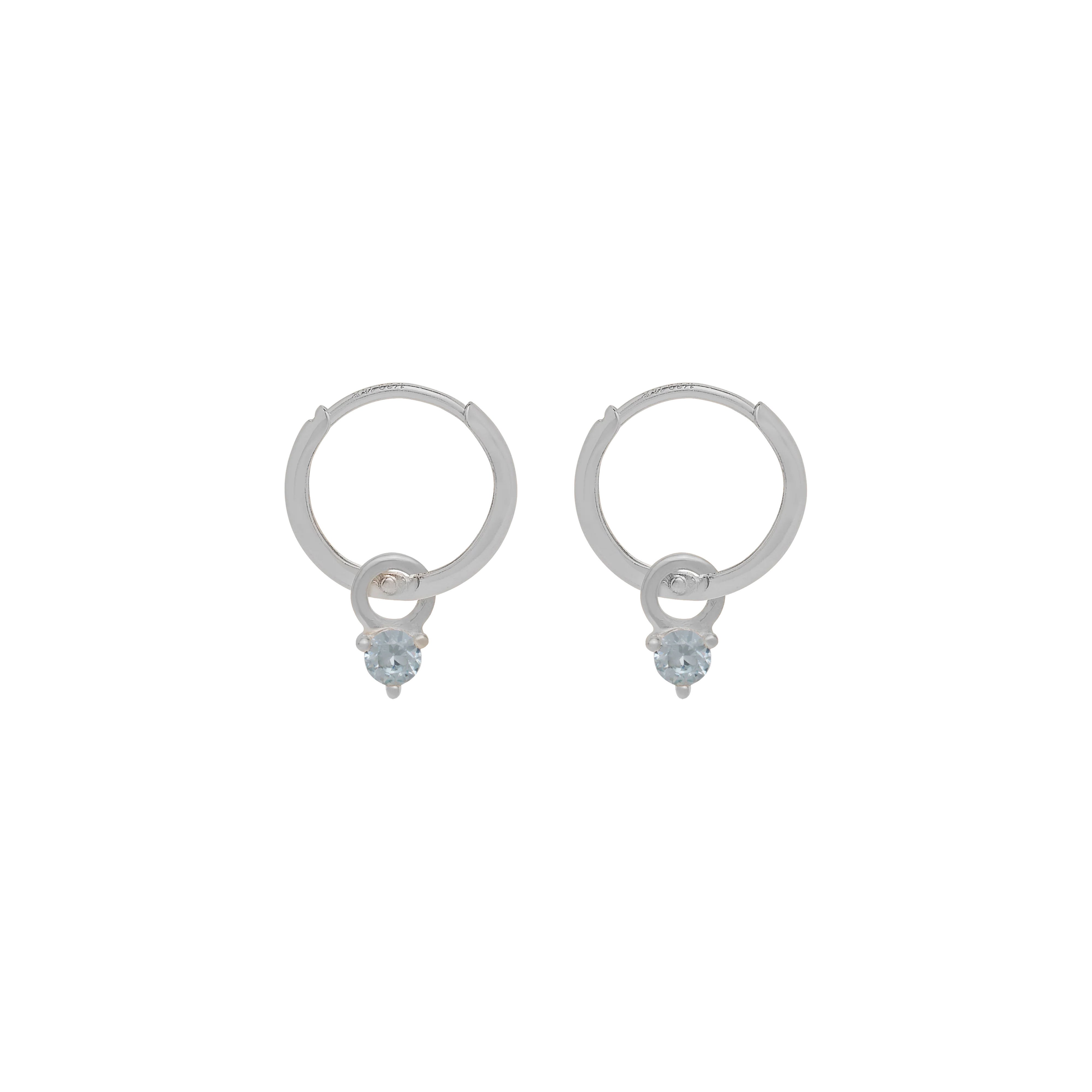 Birthstone Mini Hoop Earrings - Silver - Image 4