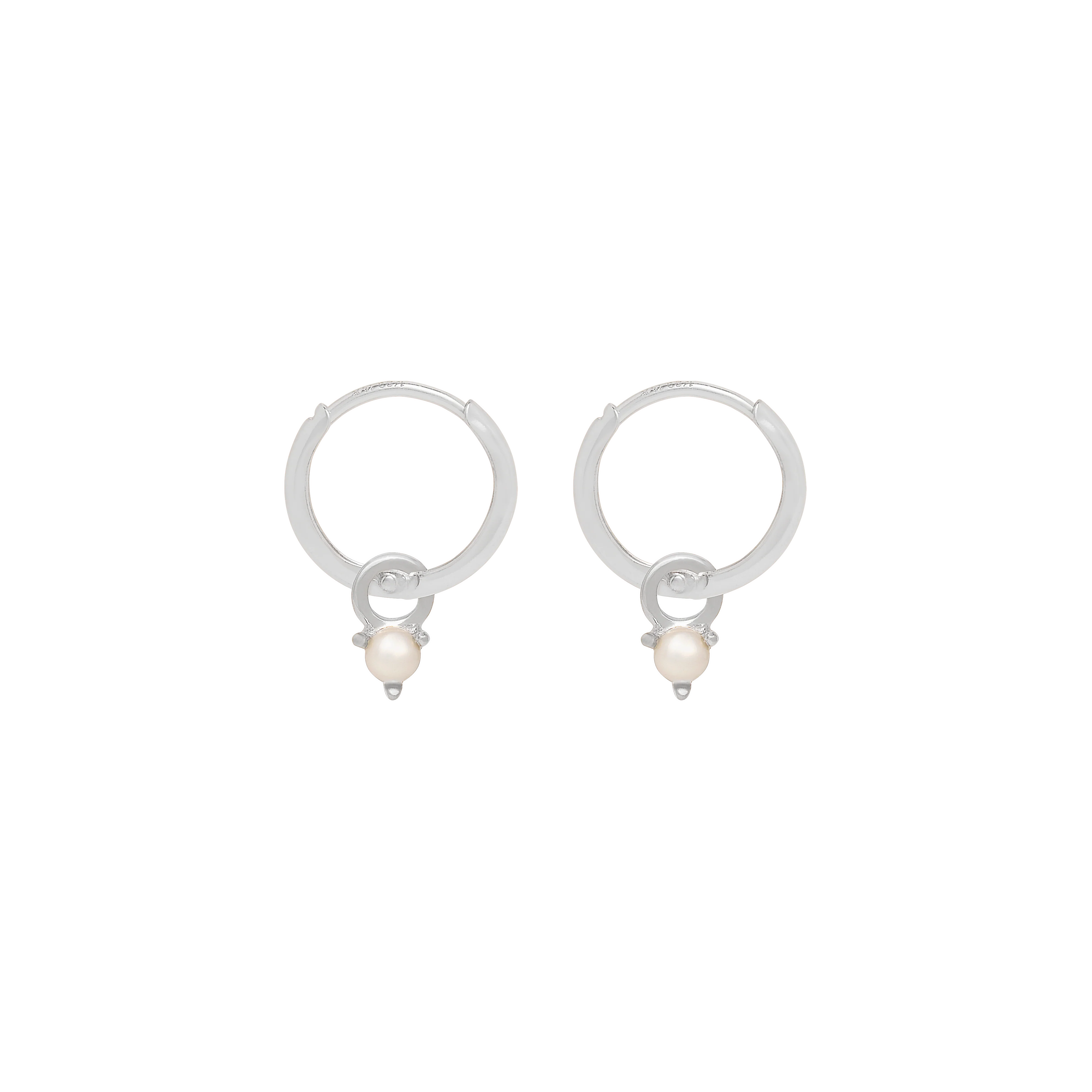 Birthstone Mini Hoop Earrings - Silver - Image 7