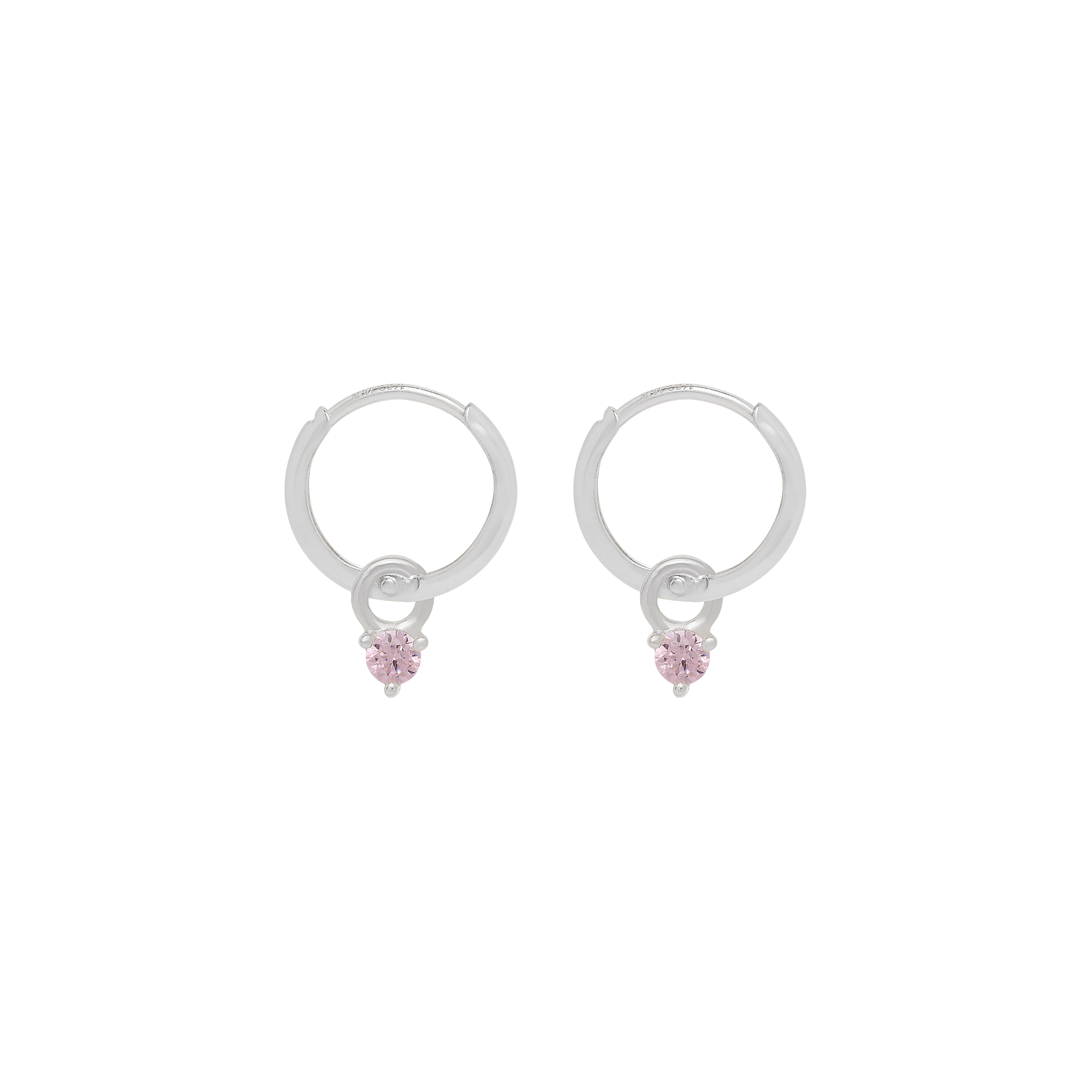 Birthstone Mini Hoop Earrings - Silver - Image 8