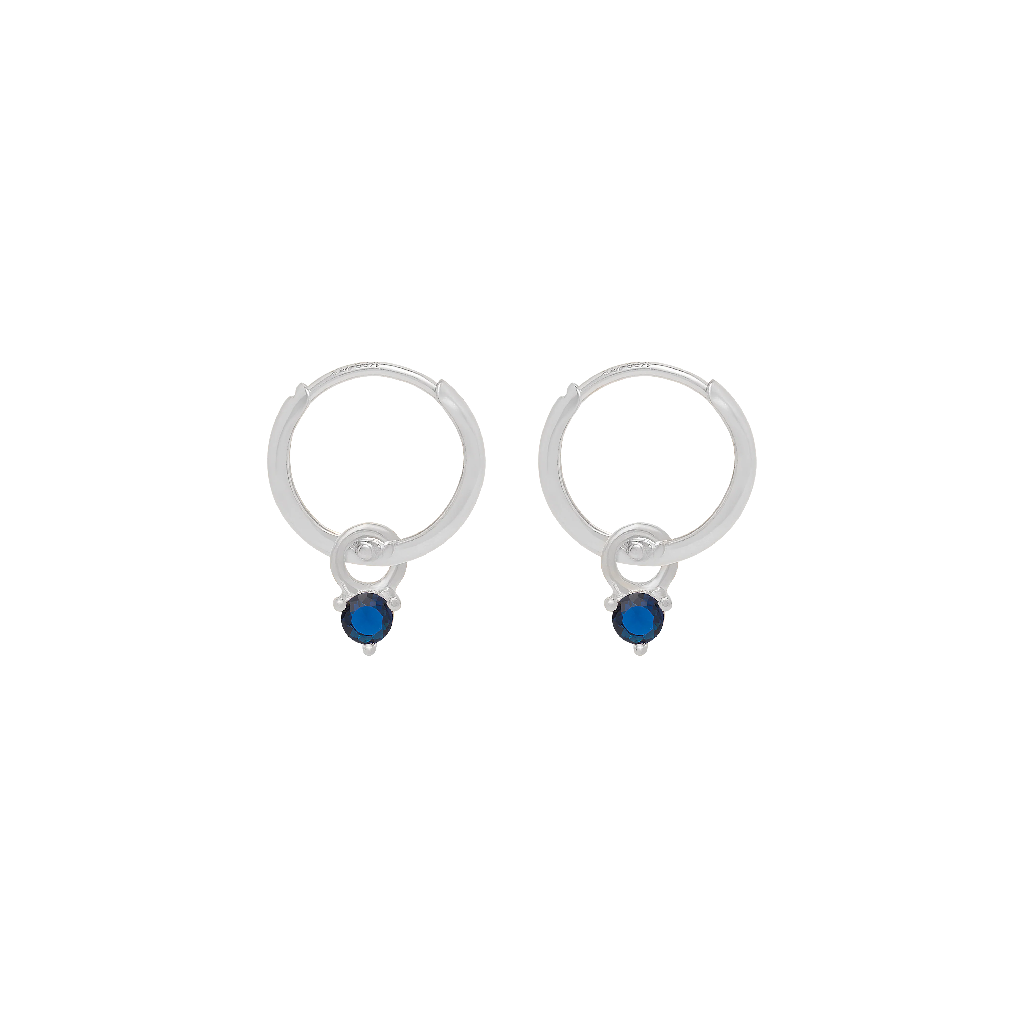 Birthstone Mini Hoop Earrings - Silver - Image 9