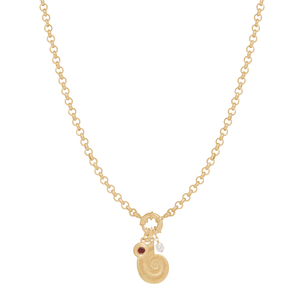 Belcher Charm Necklace with Sailor Clasp - Gold - Image 4