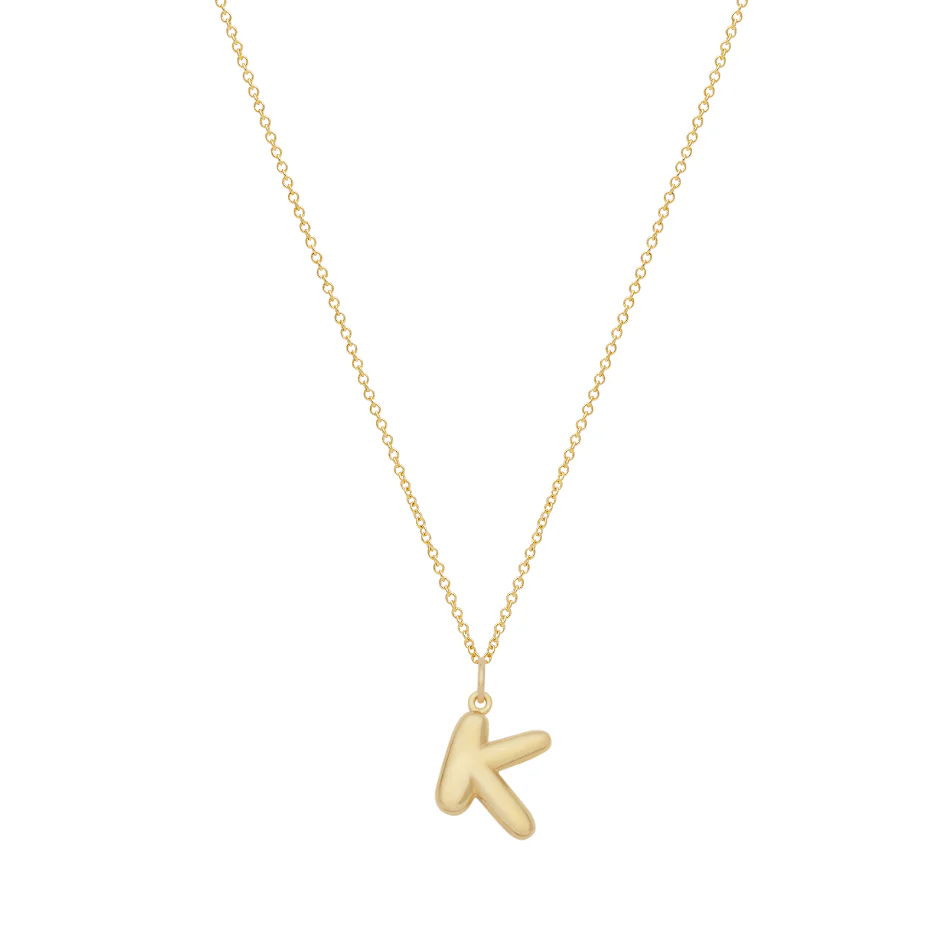 Bubble Letter Necklace with Birthstone - Gold - Image 15