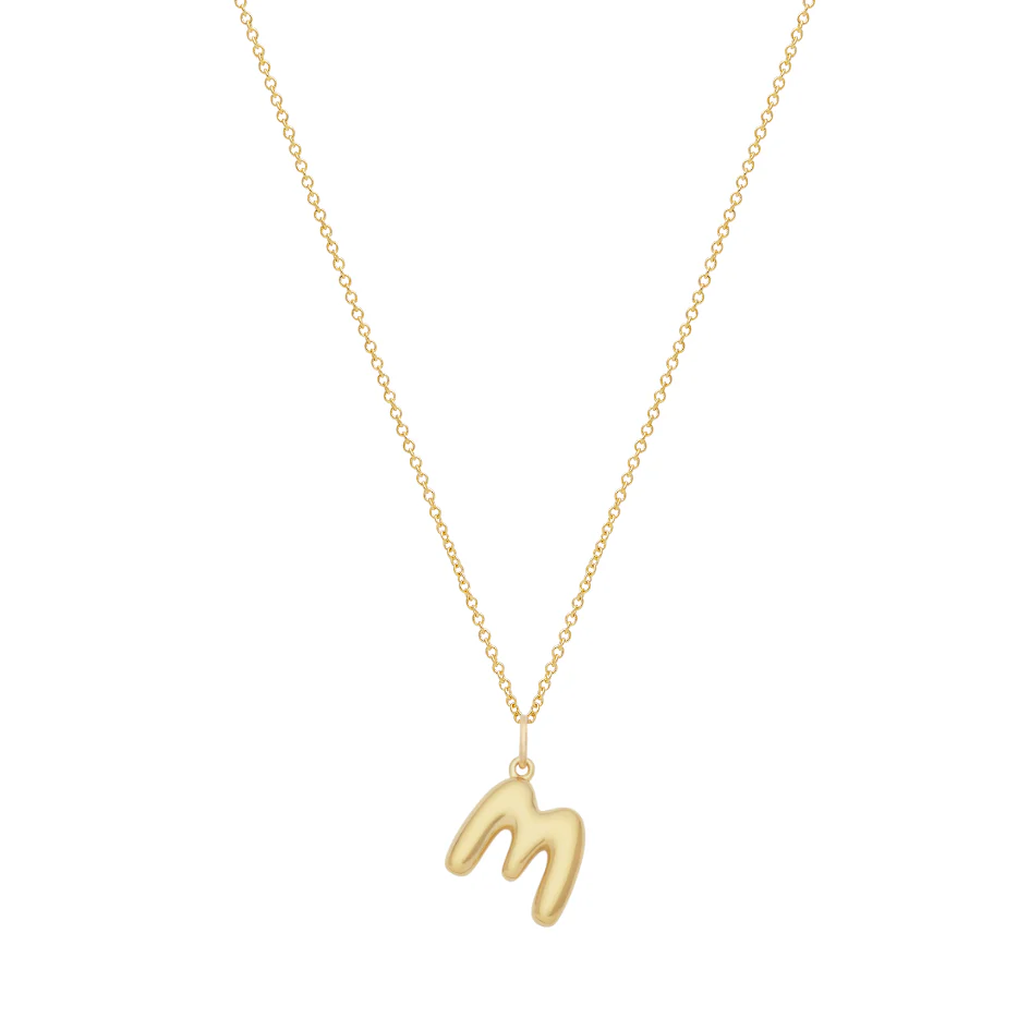 Bubble Letter Necklace with Birthstone - Gold - Image 17