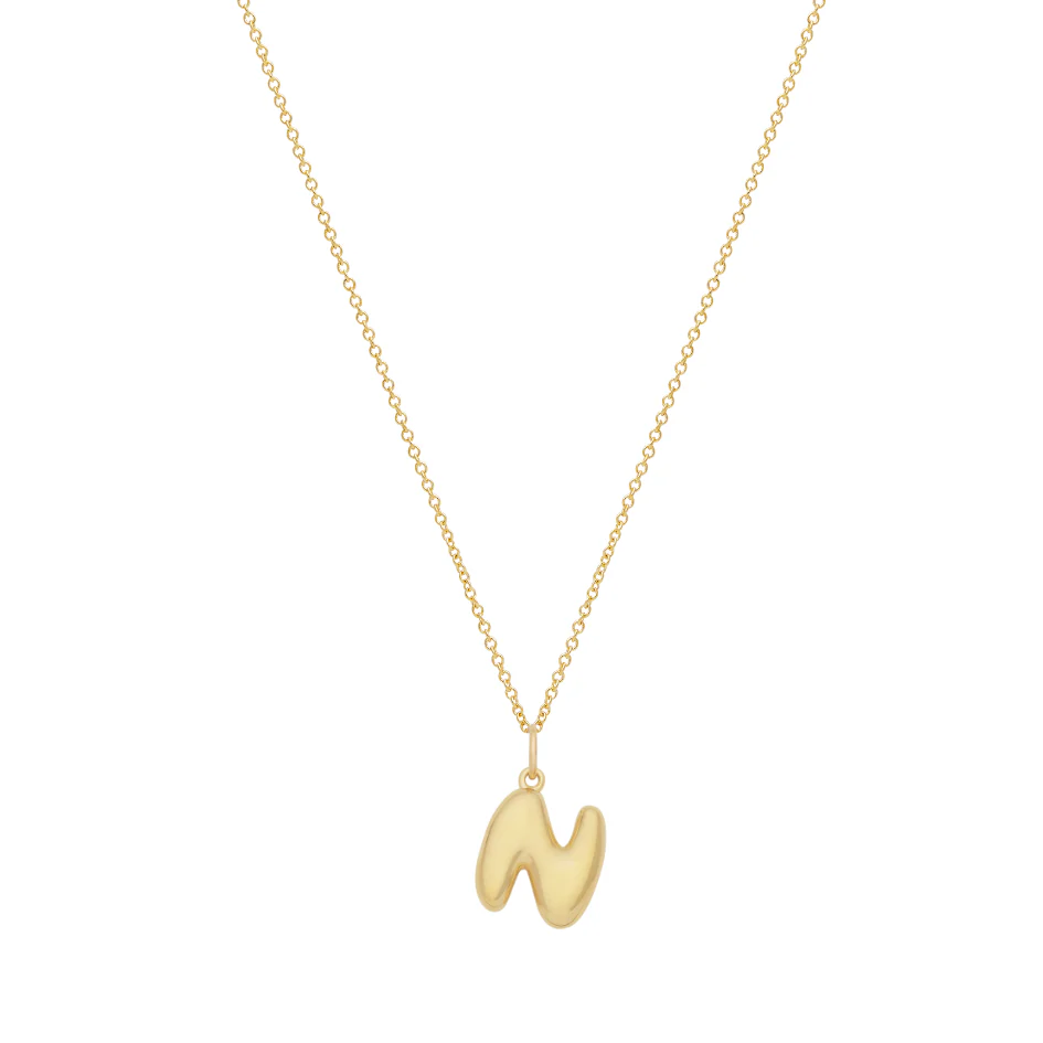 Bubble Letter Necklace with Birthstone - Gold - Image 18