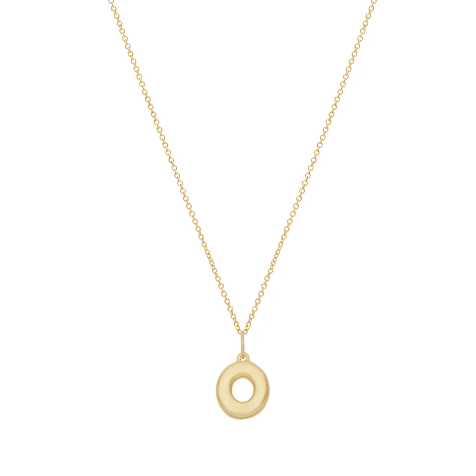 Bubble Letter Necklace with Birthstone - Gold - Image 19