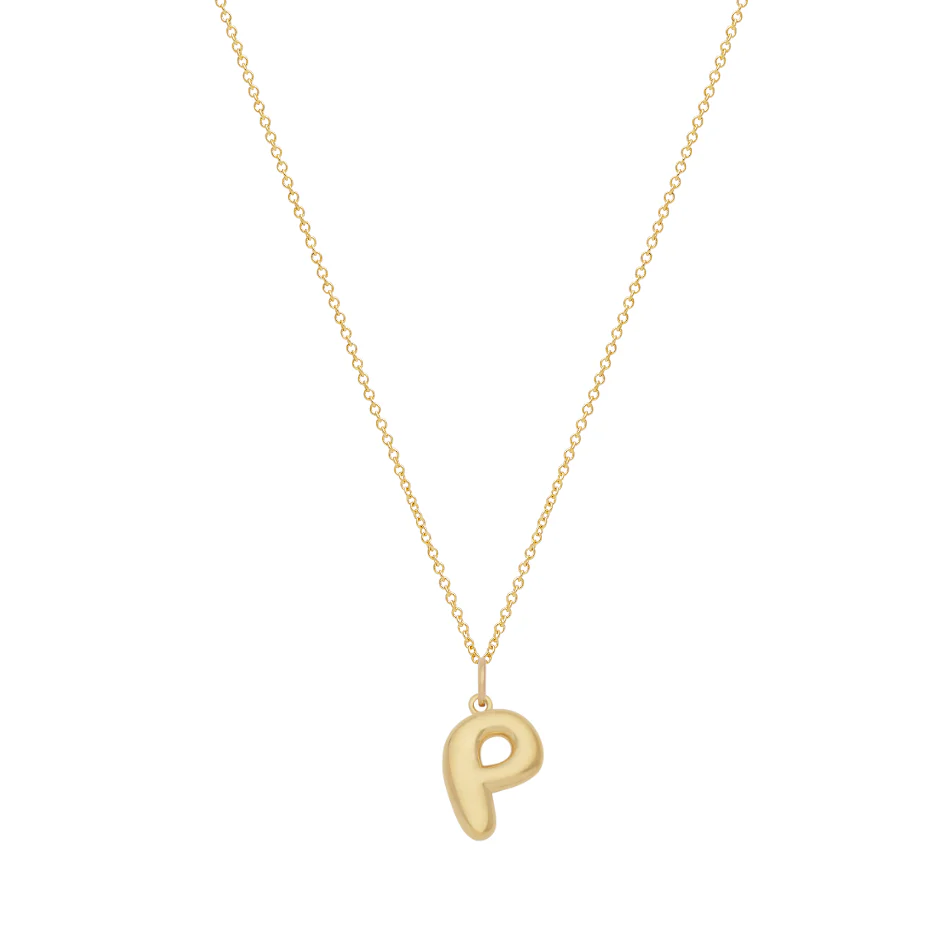 Bubble Letter Necklace with Birthstone - Gold - Image 20