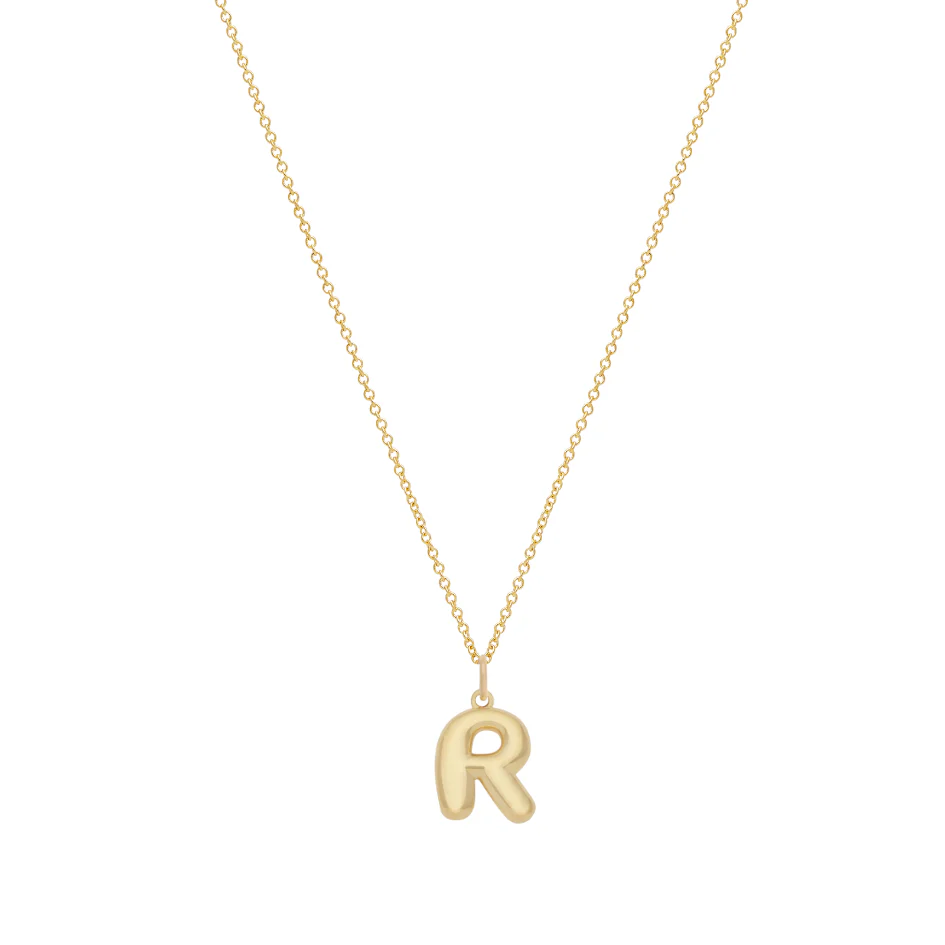 Bubble Letter Necklace with Birthstone - Gold - Image 22