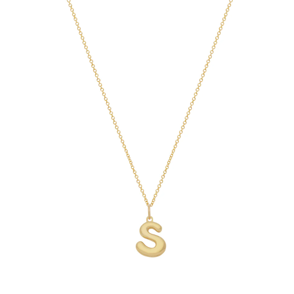 Bubble Letter Necklace with Birthstone - Gold - Image 23