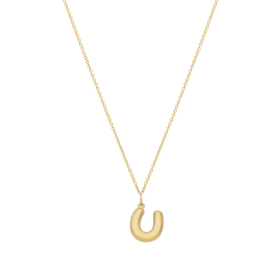 Bubble Letter Necklace with Birthstone - Gold - Image 25