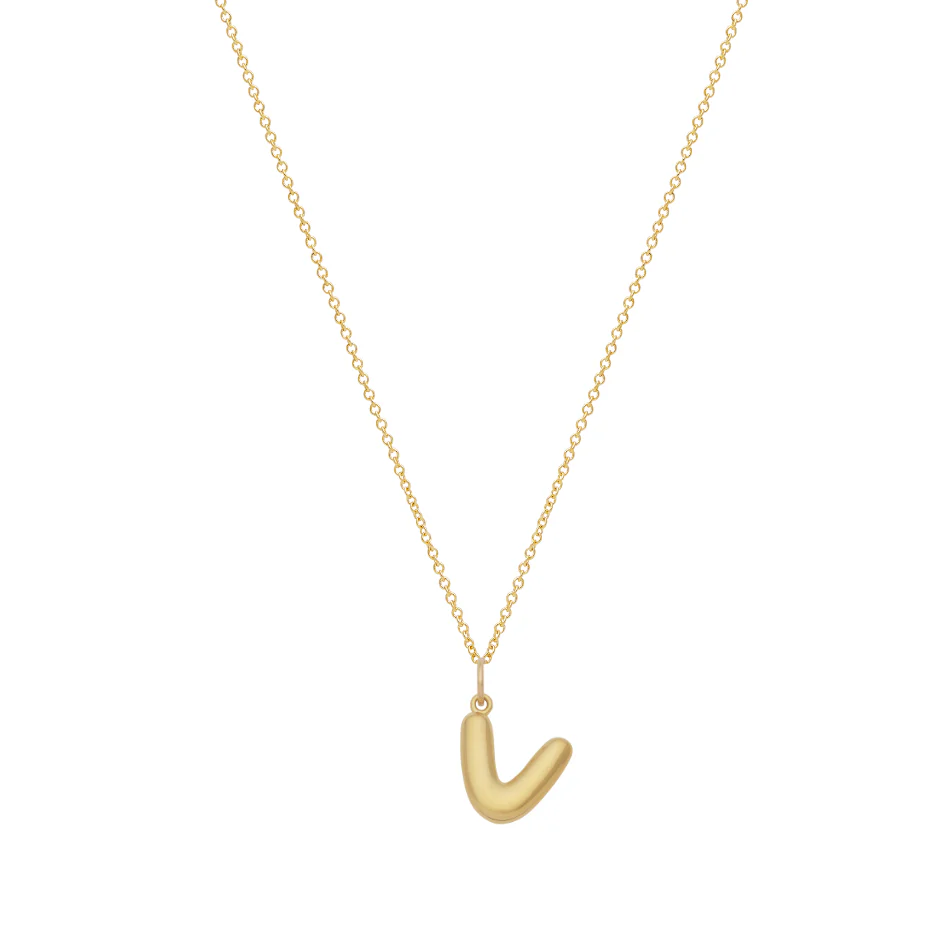 Bubble Letter Necklace with Birthstone - Gold - Image 26