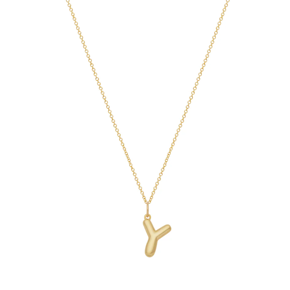 Bubble Letter Necklace with Birthstone - Gold - Image 29