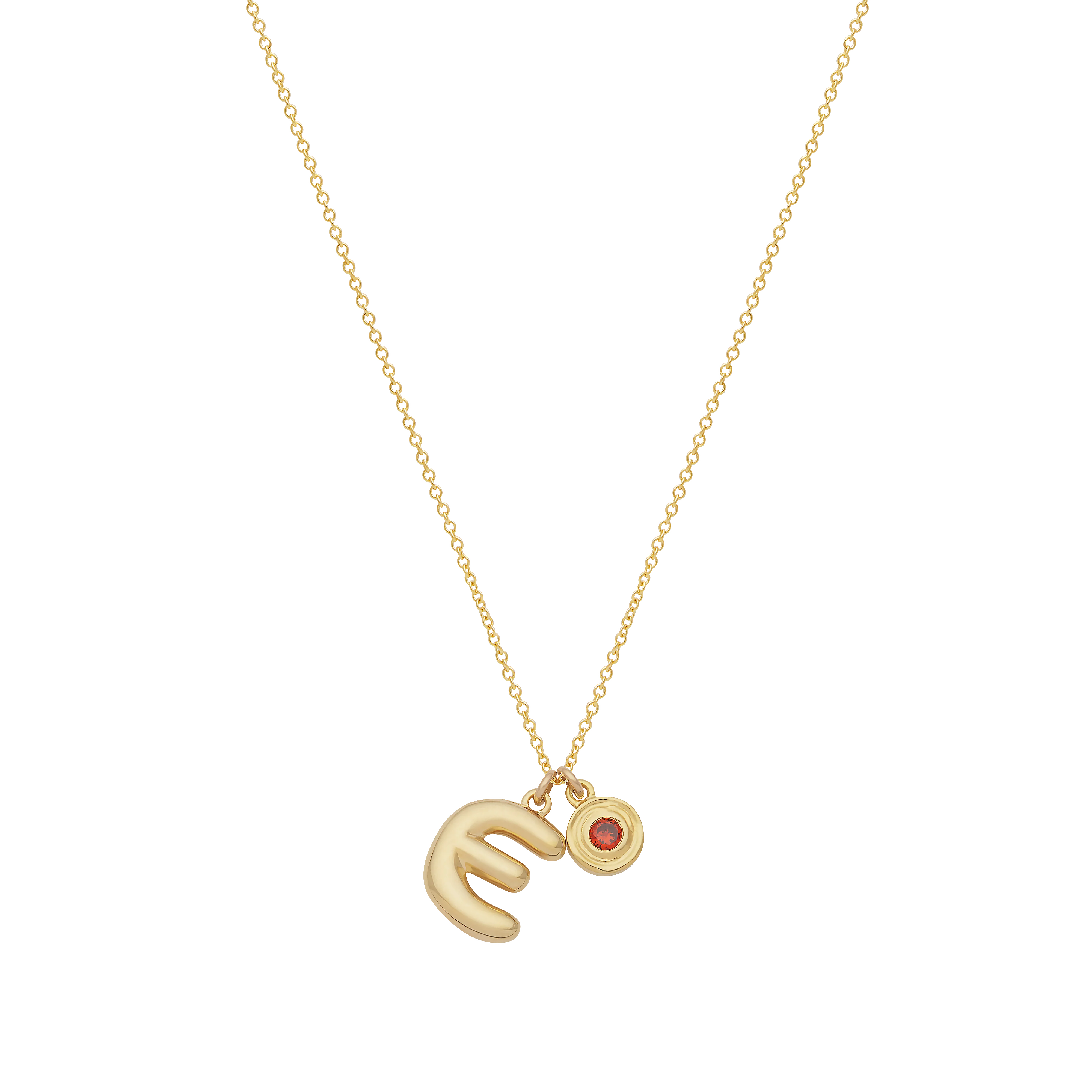 Bubble Letter Necklace with Birthstone - Gold - Image 4