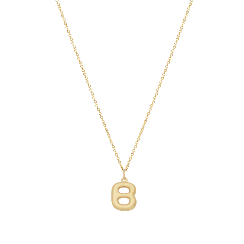 Bubble Letter Necklace with Birthstone - Gold - Image 7