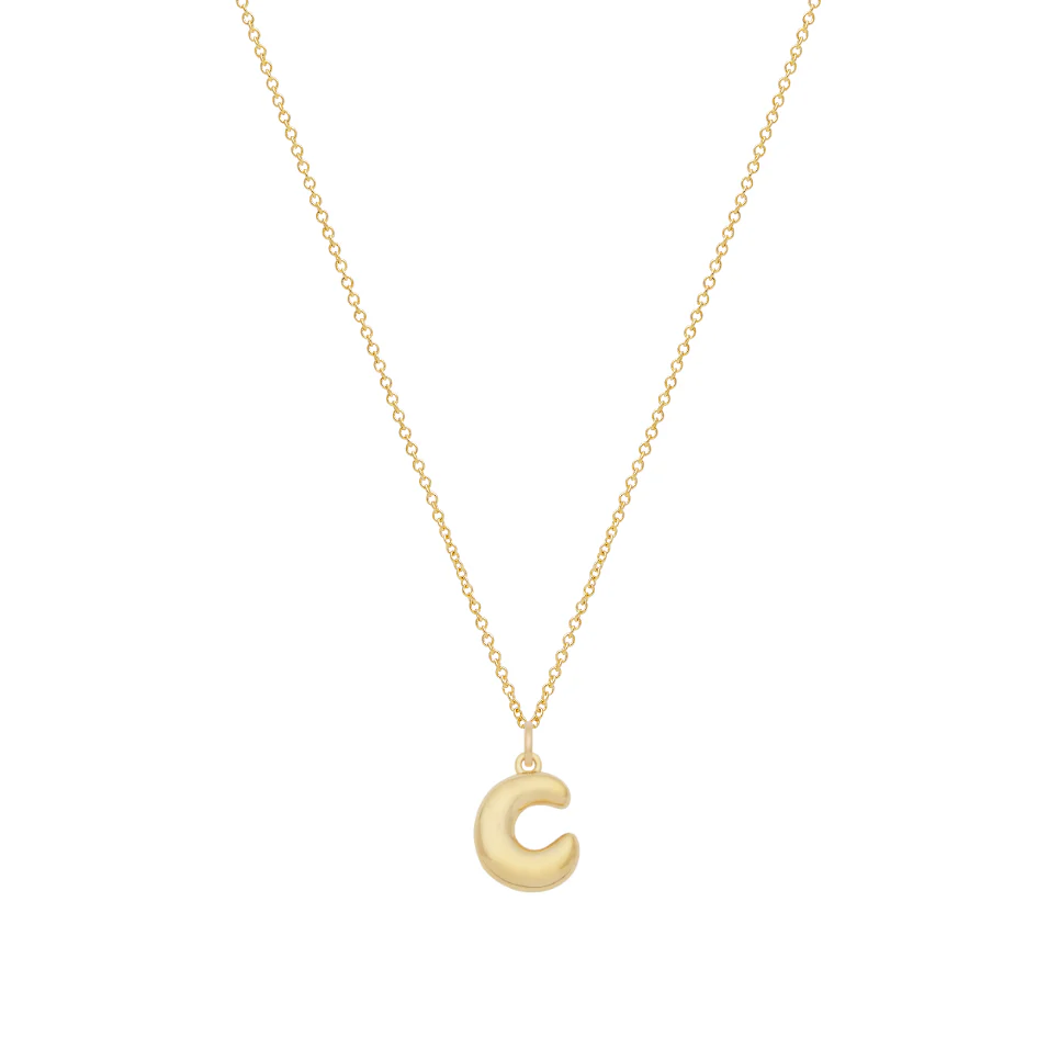 Bubble Letter Necklace with Birthstone - Gold - Image 8