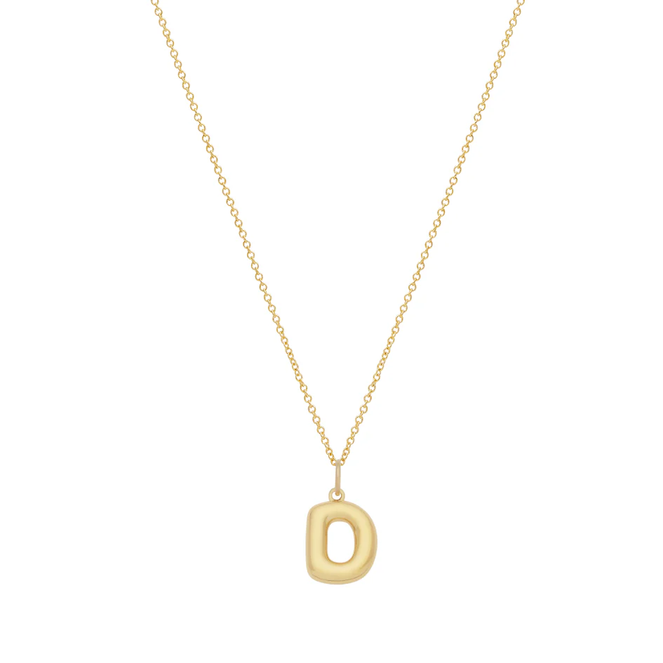 Bubble Letter Necklace with Birthstone - Gold - Image 9