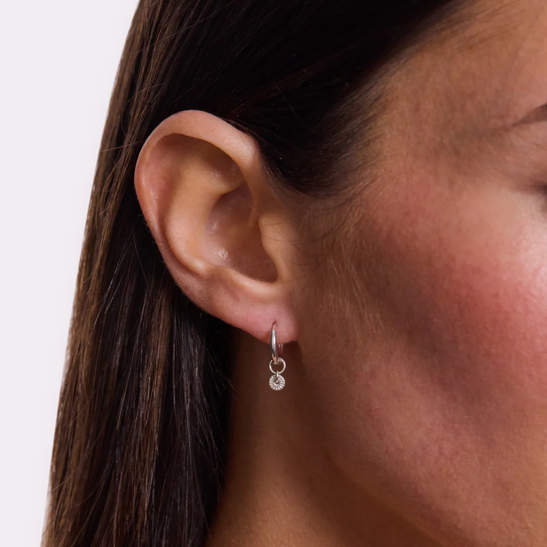 Caia Mini Hoop Earrings - Silver - Image 2