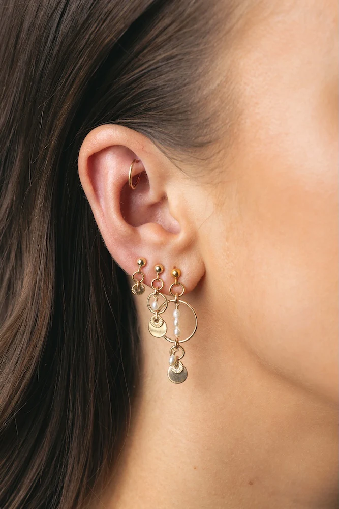 Elsa Freshwater Pearl Earrings - Gold - Image 3