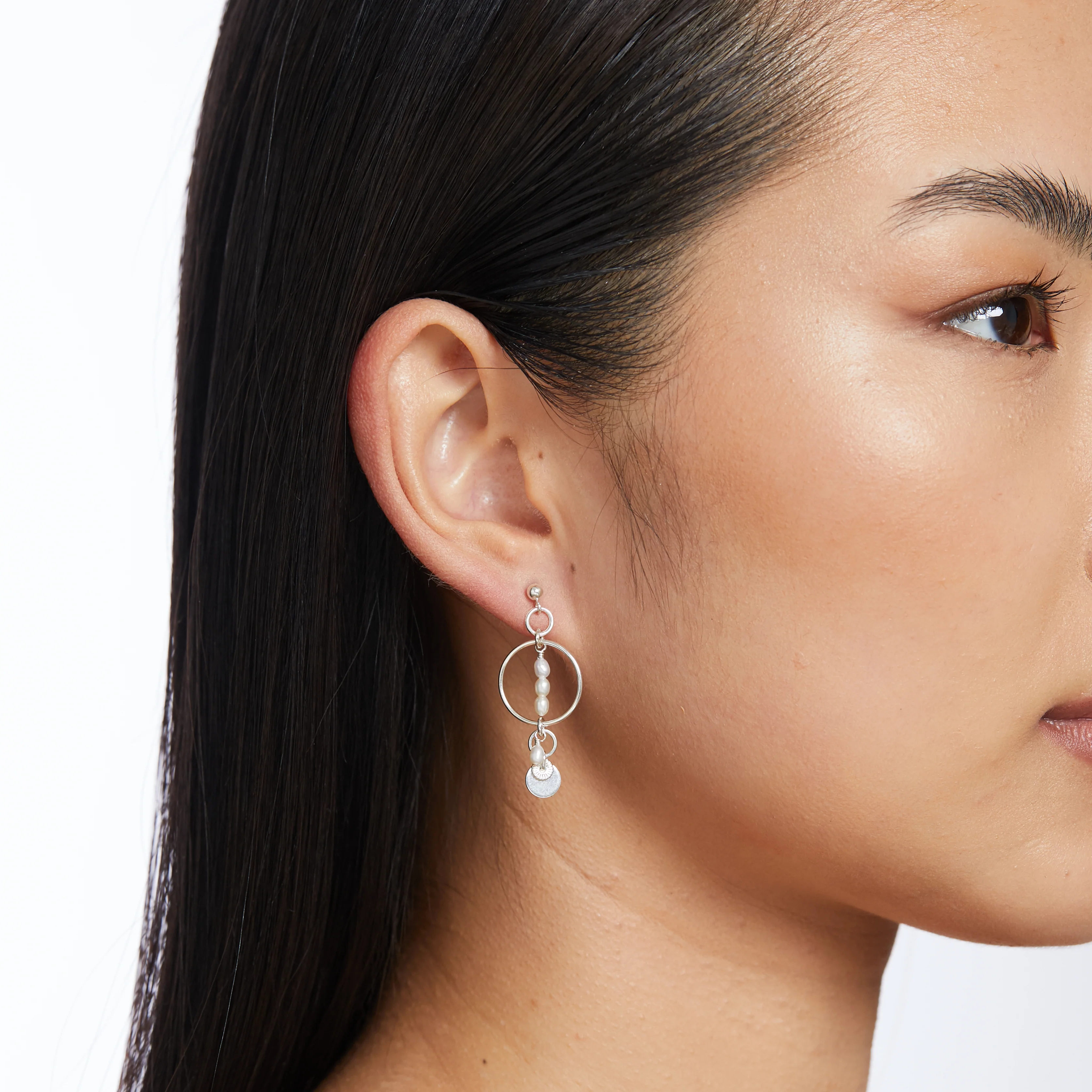 Elsa Freshwater Pearl Earrings - Silver - Image 2