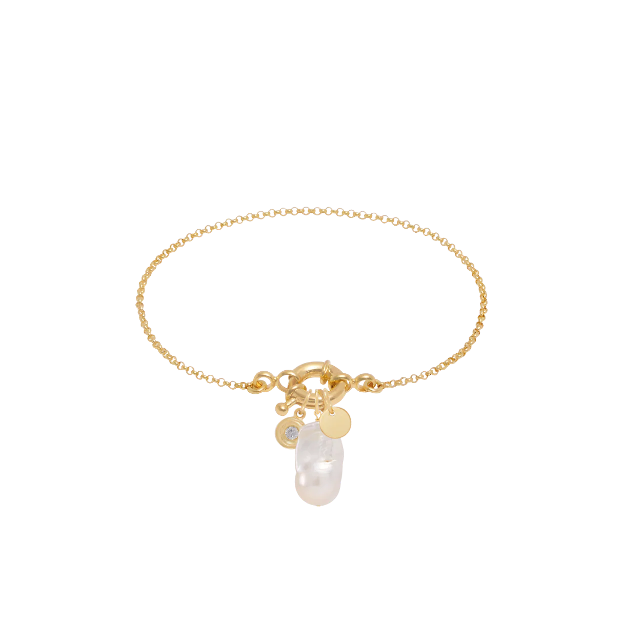 Fine Rolo Charm Bracelet with Sailor Clasp - Gold - Image 3