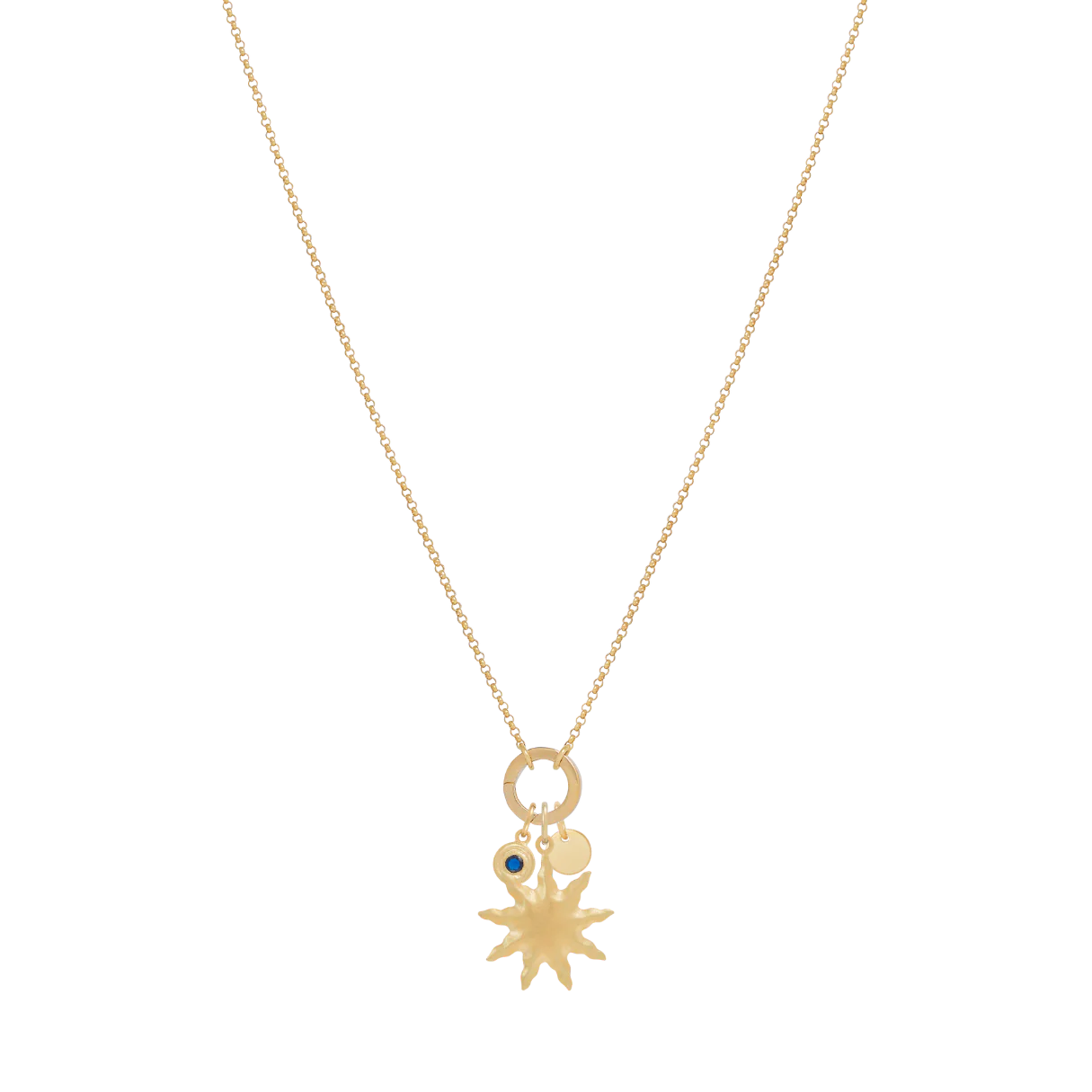 Fine Rolo Charm Necklace with Round Clasp - Gold - Image 3
