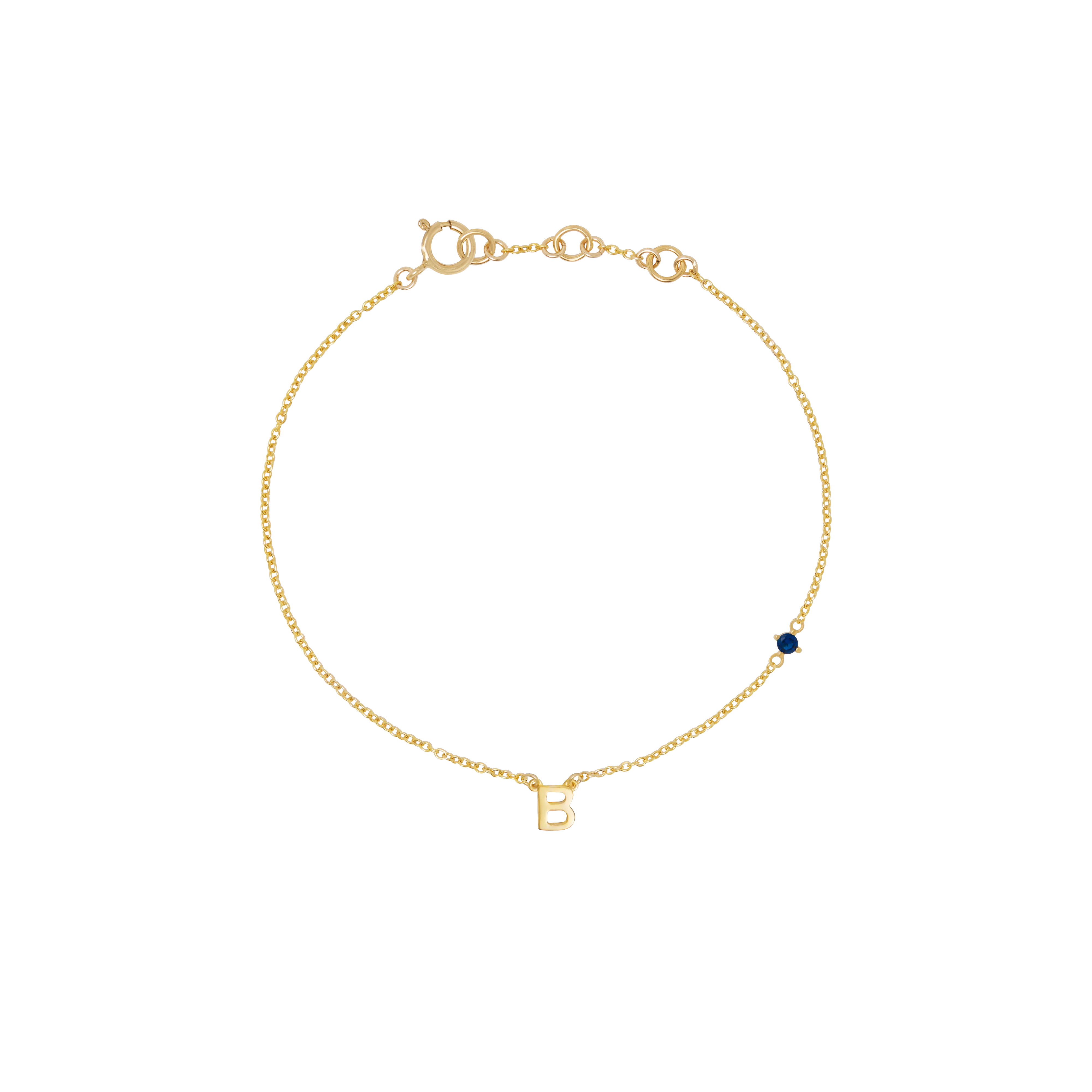 Initial Bracelet with Birthstone - Gold - Image 3