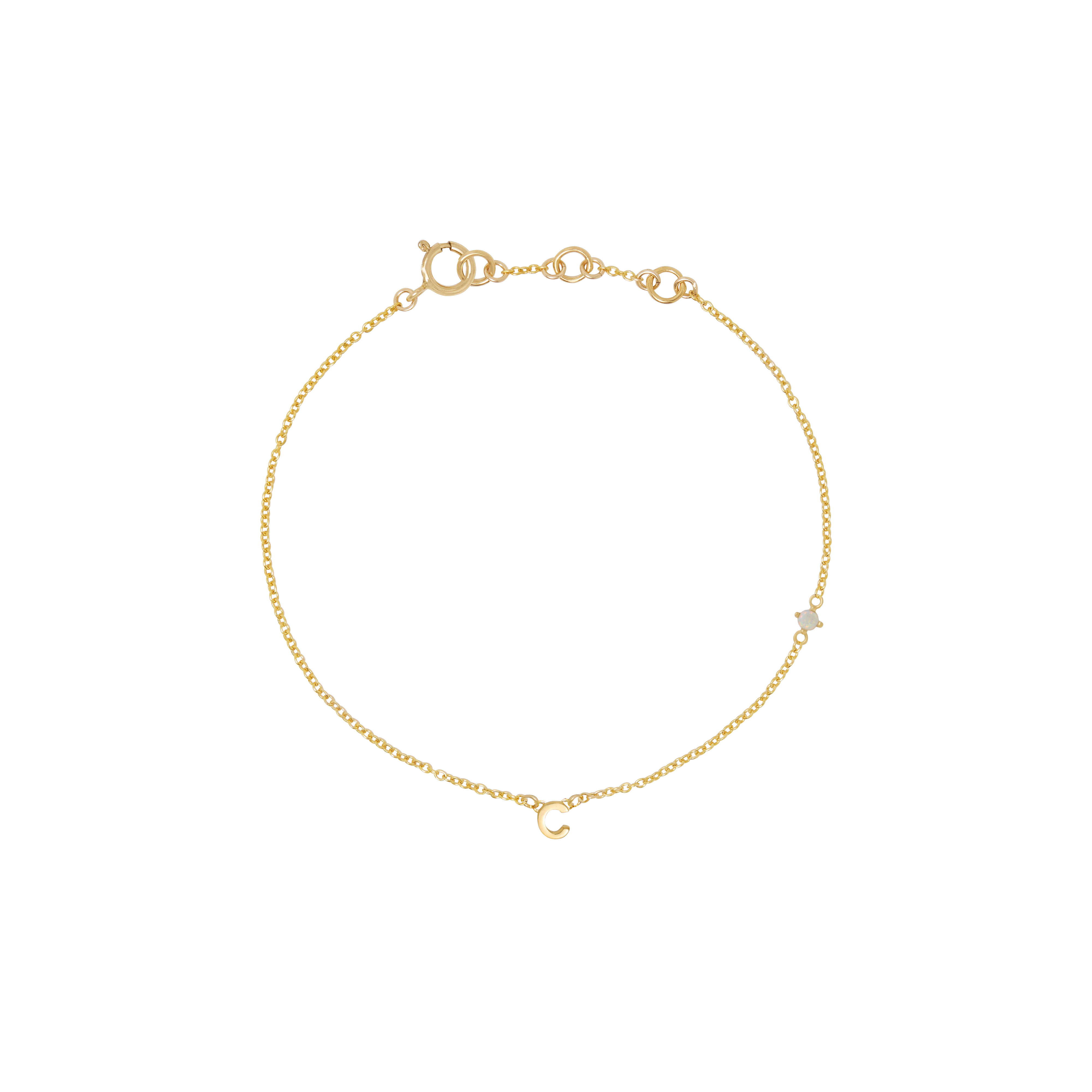 Initial Bracelet with Birthstone - Gold - Image 4
