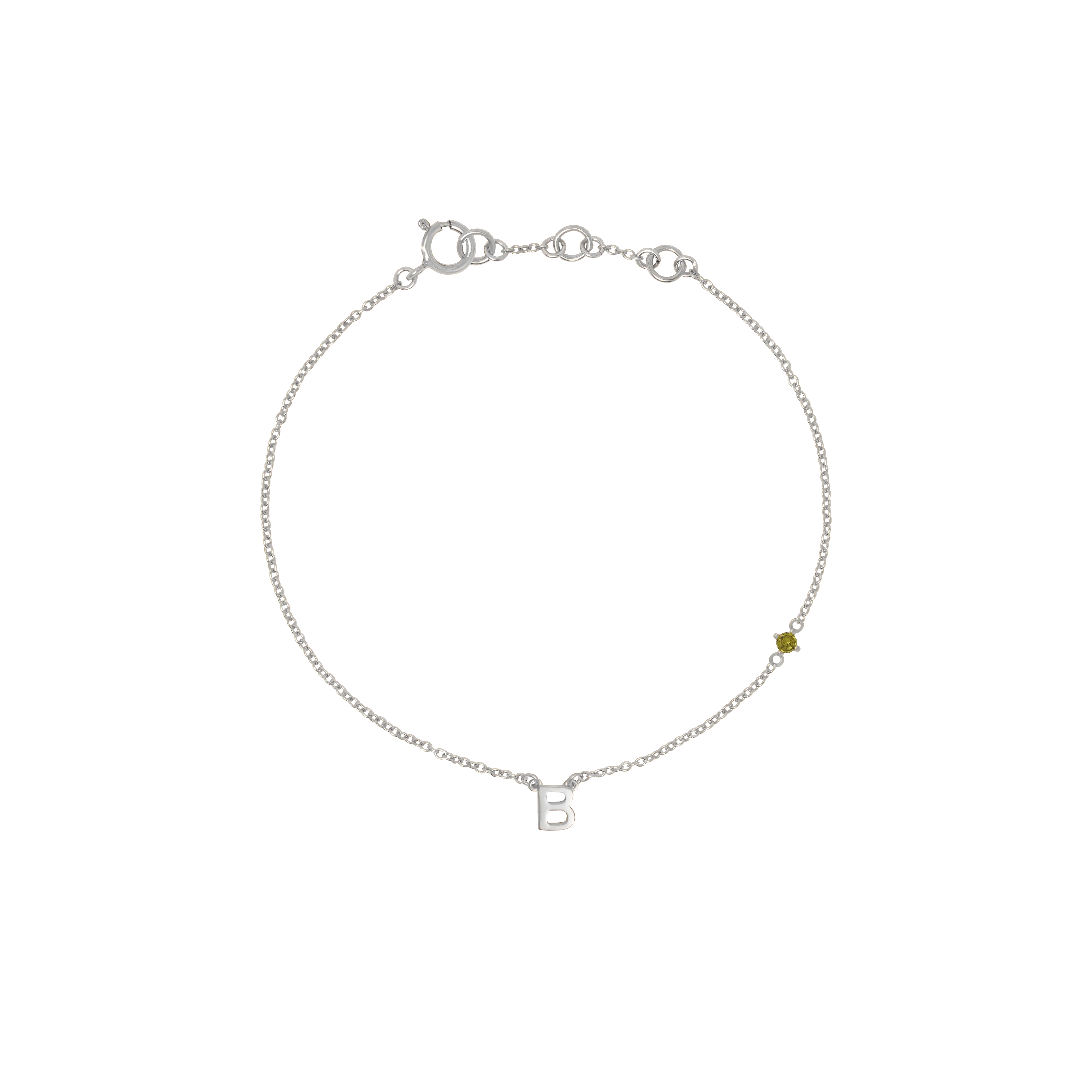Initial Bracelet with Birthstone - Silver - Image 2