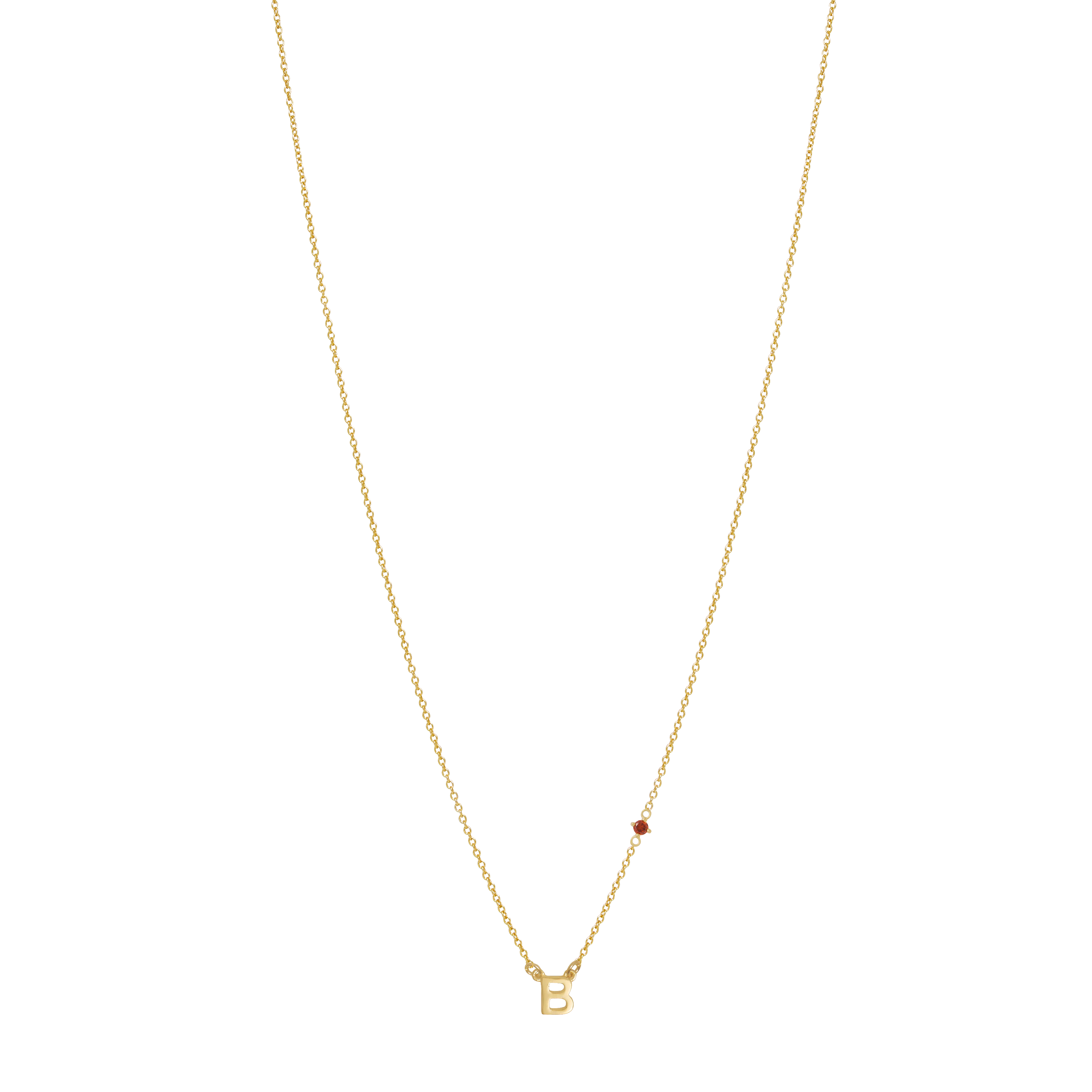 Initial Necklace with Birthstone - Gold - Image 3