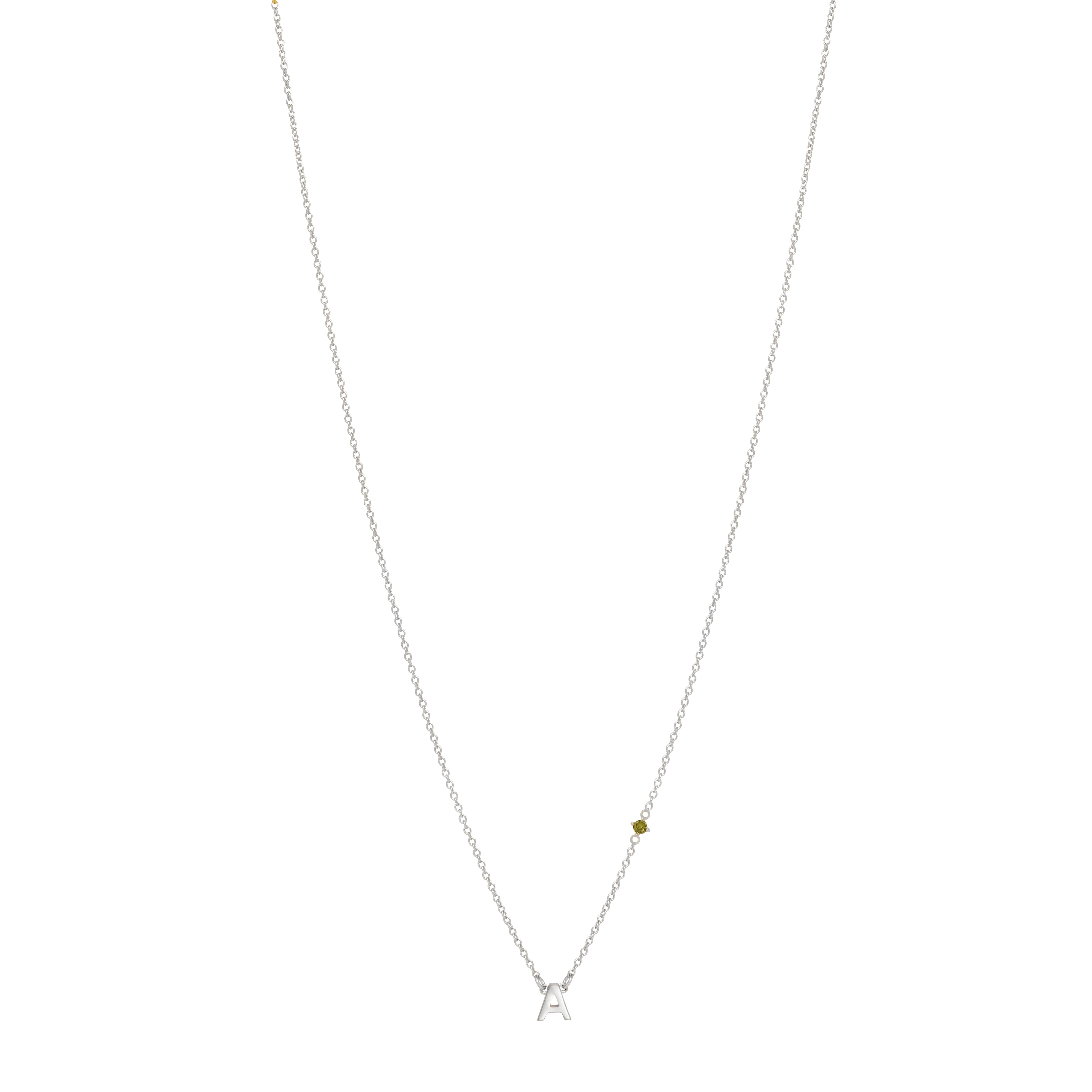 Initial Necklace with Birthstone - Silver - Image 2