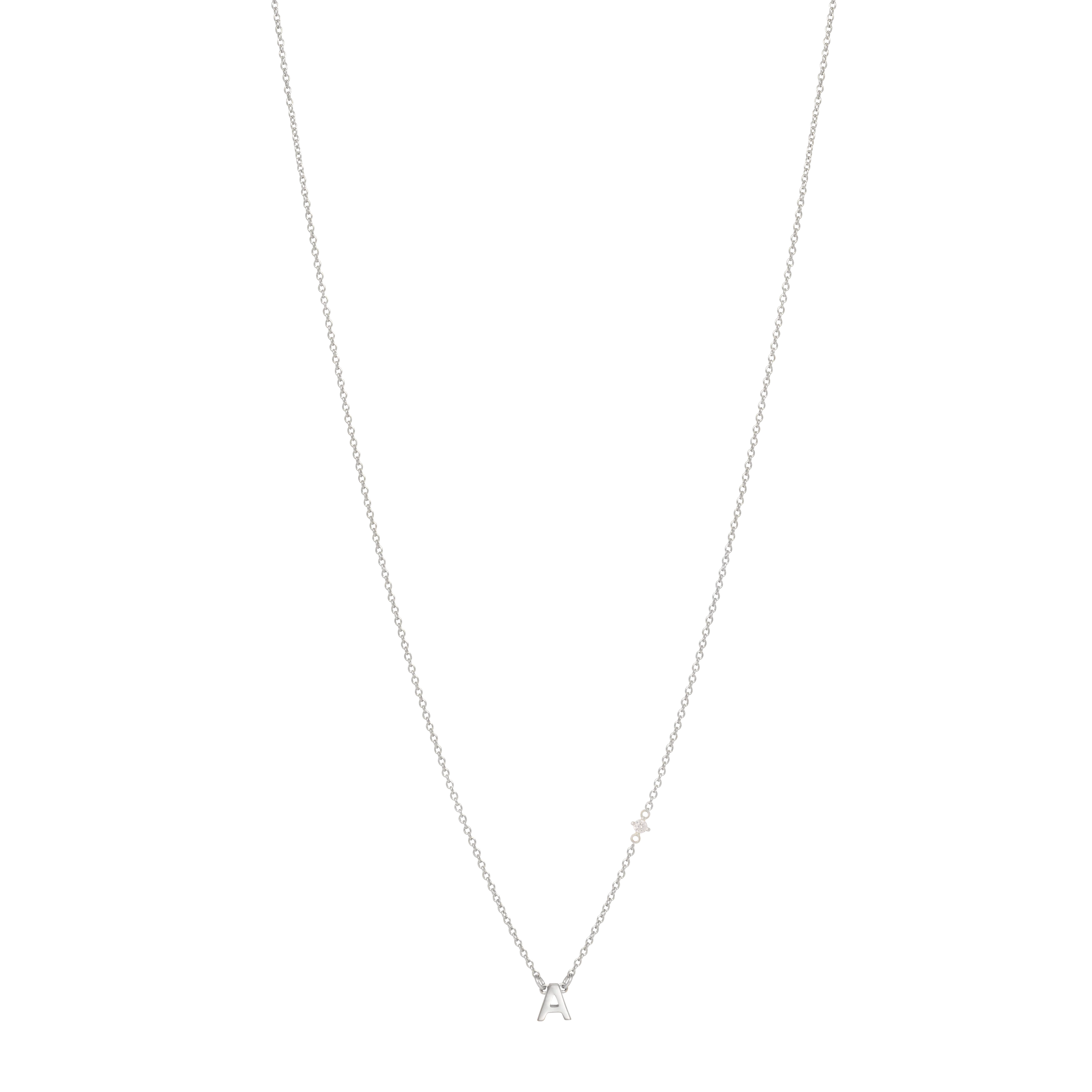 Initial Necklace with Birthstone - Silver - Image 3