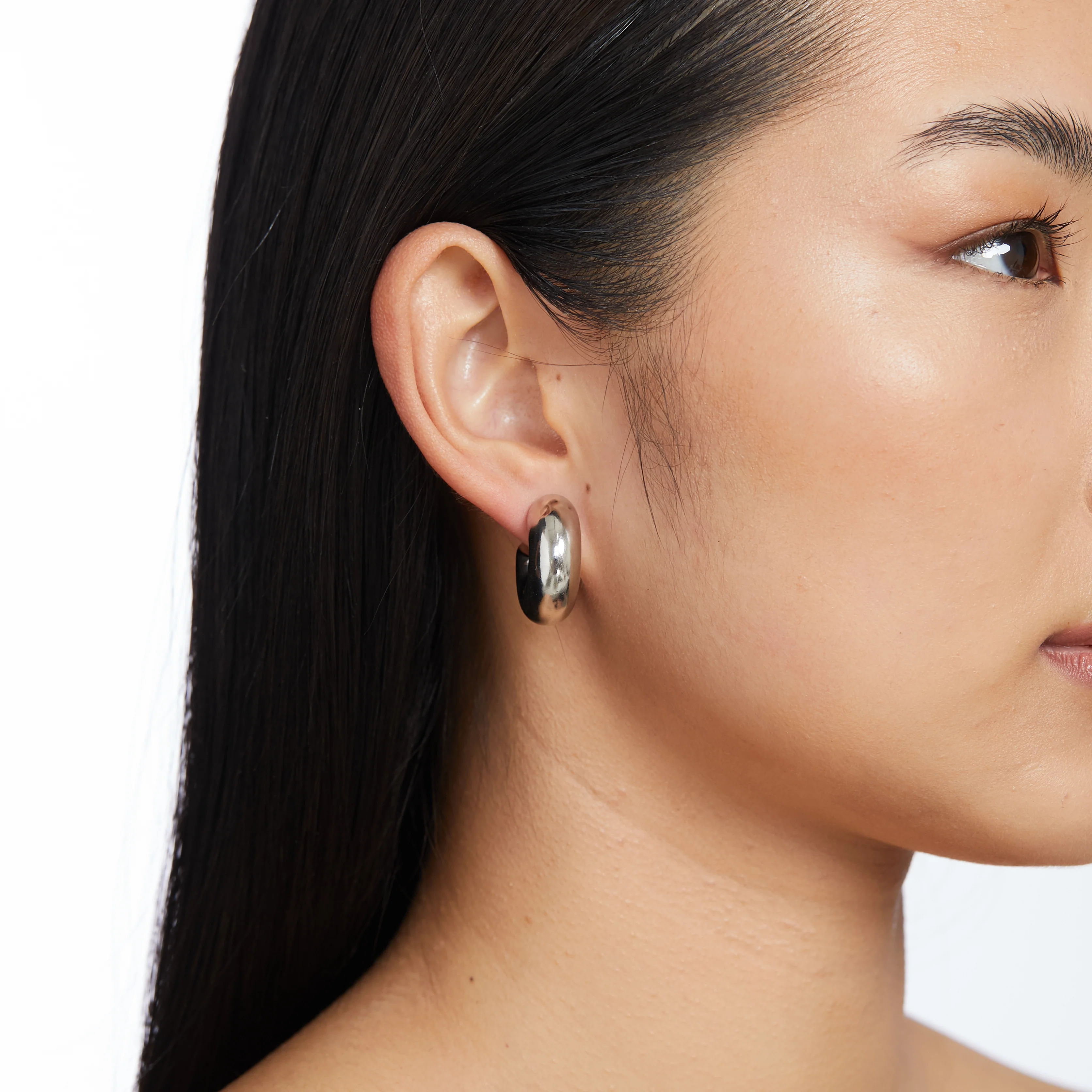 Lottie Hoop Earrings 25mm - Silver - Image 2
