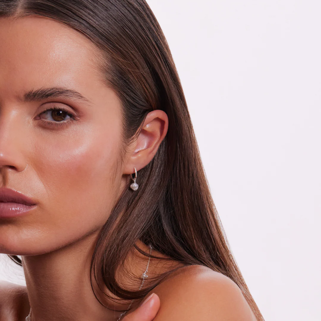 Lucia Mini Hoop Earrings - Silver - Image 3