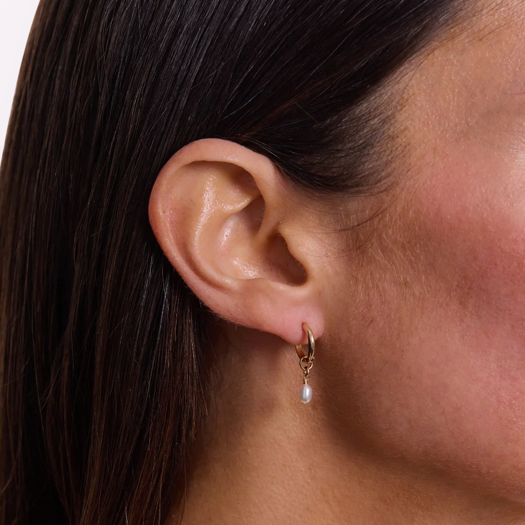 Lulita Pearl Mini Hoops - Gold - Image 2