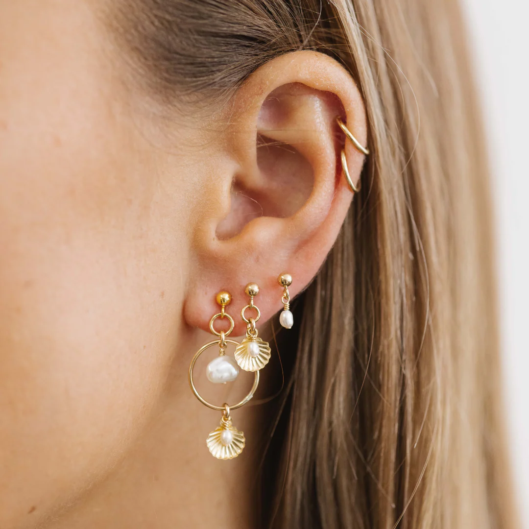 Ocean Trio Earring Stack  - Gold - Image 2
