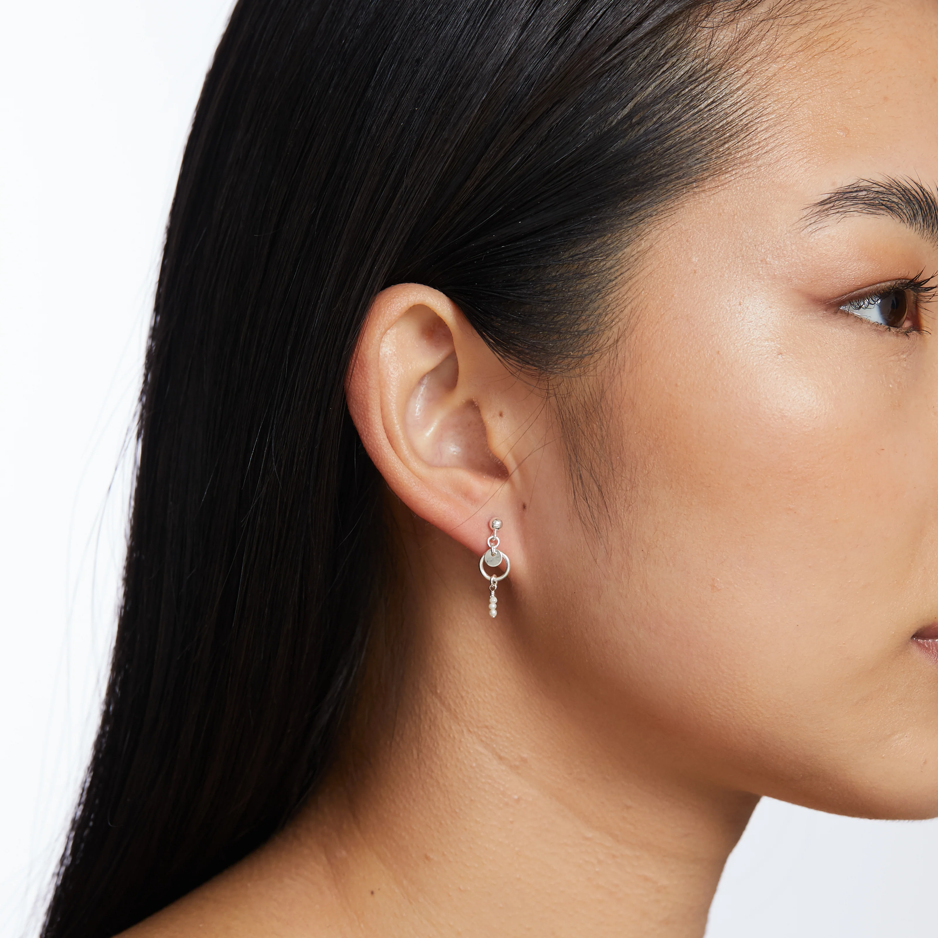 Stevie Freshwater Pearl Earrings - Silver - Image 2